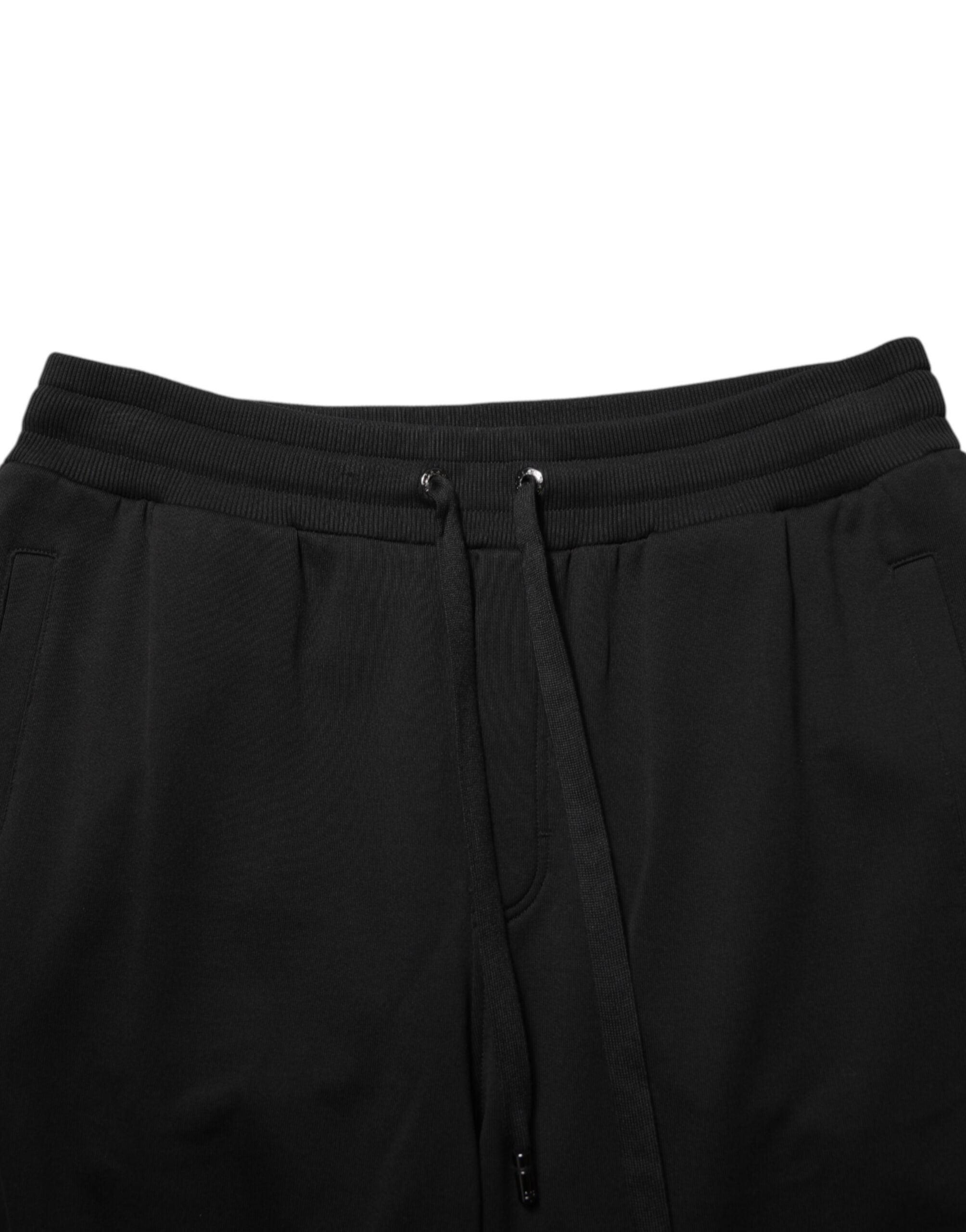 Dolce & Gabbana Black Cotton Drawstring Logo Sweatpants Pants Dolce & Gabbana