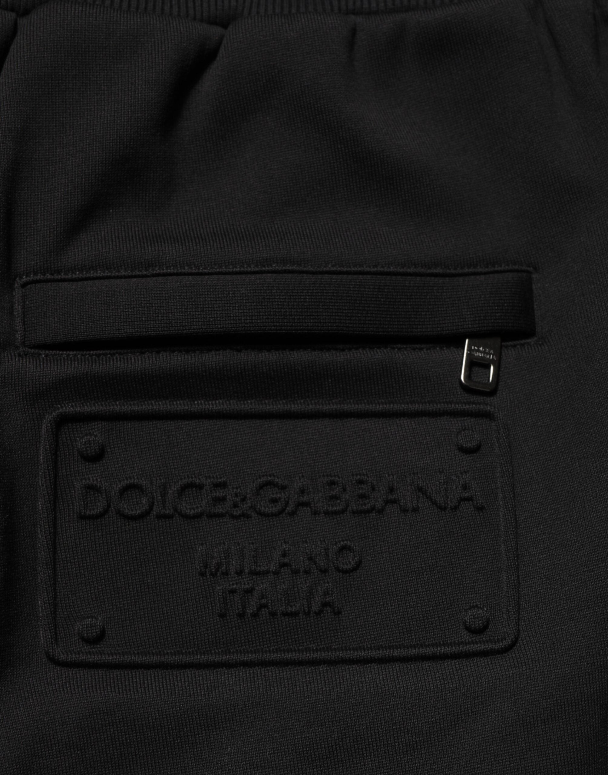 Dolce & Gabbana Black Cotton Drawstring Logo Sweatpants Pants Dolce & Gabbana