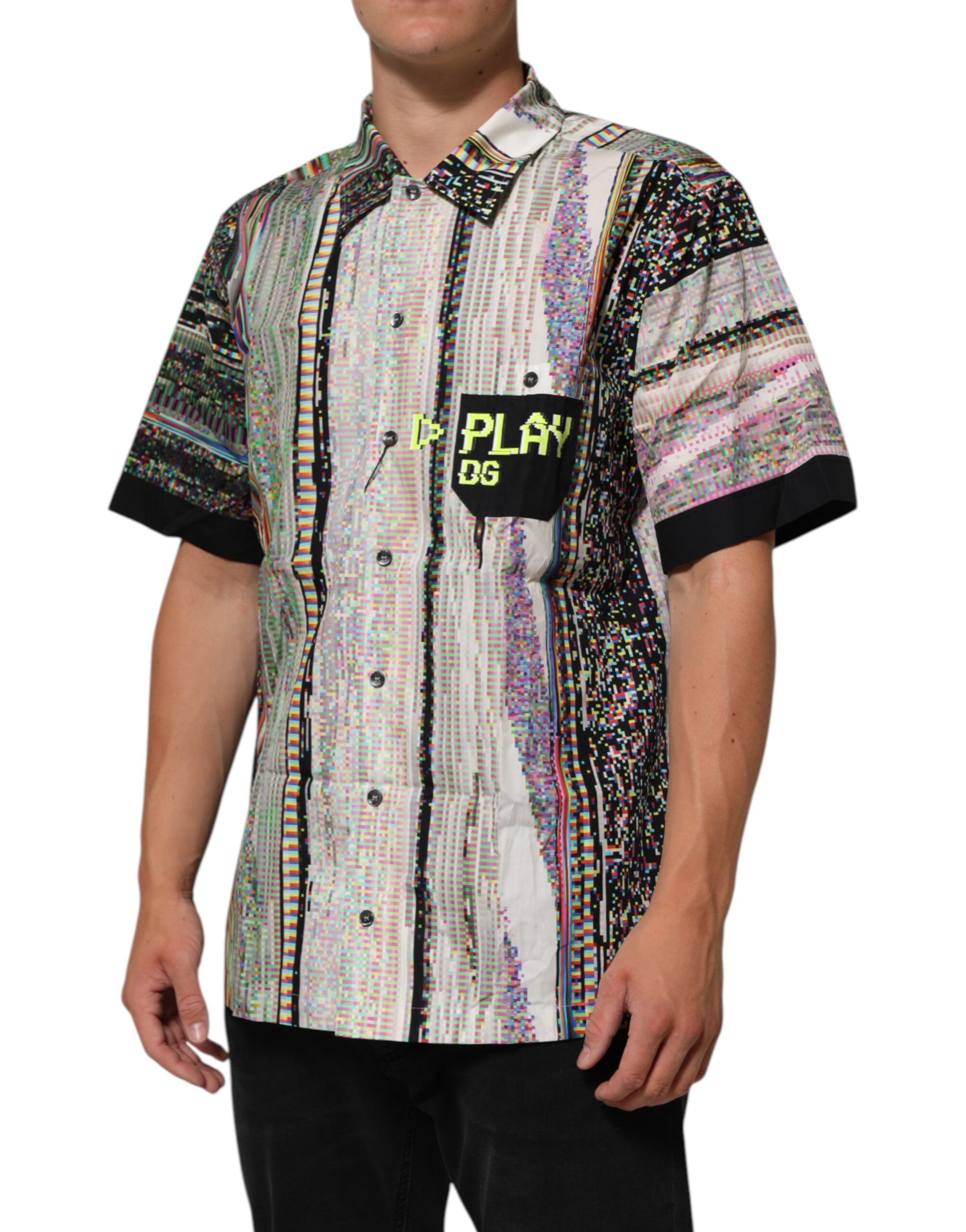Dolce & Gabbana Multicolor Graphic Collared Casual Shirt Dolce & Gabbana