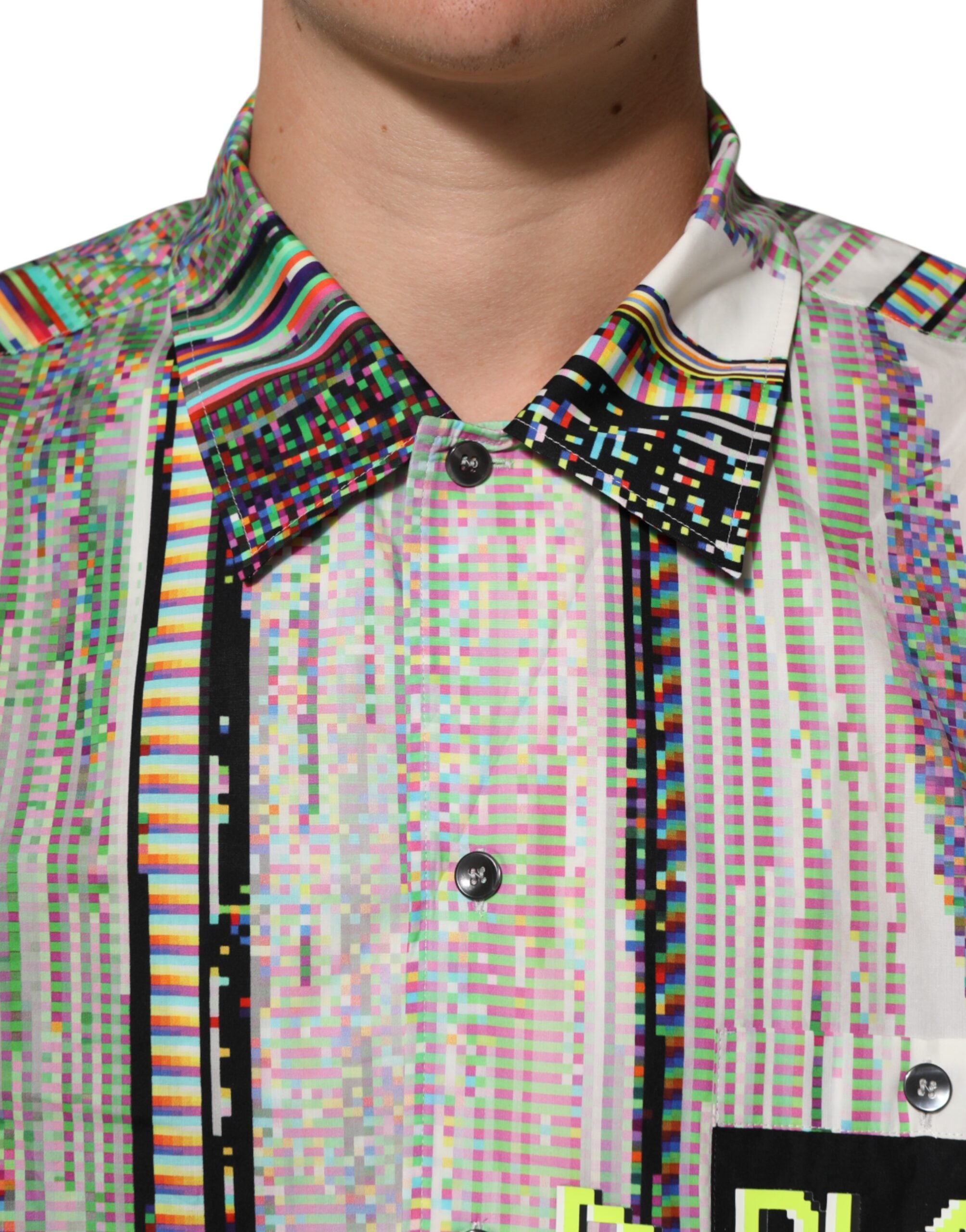 Dolce & Gabbana Multicolor Graphic Collared Casual Shirt Dolce & Gabbana