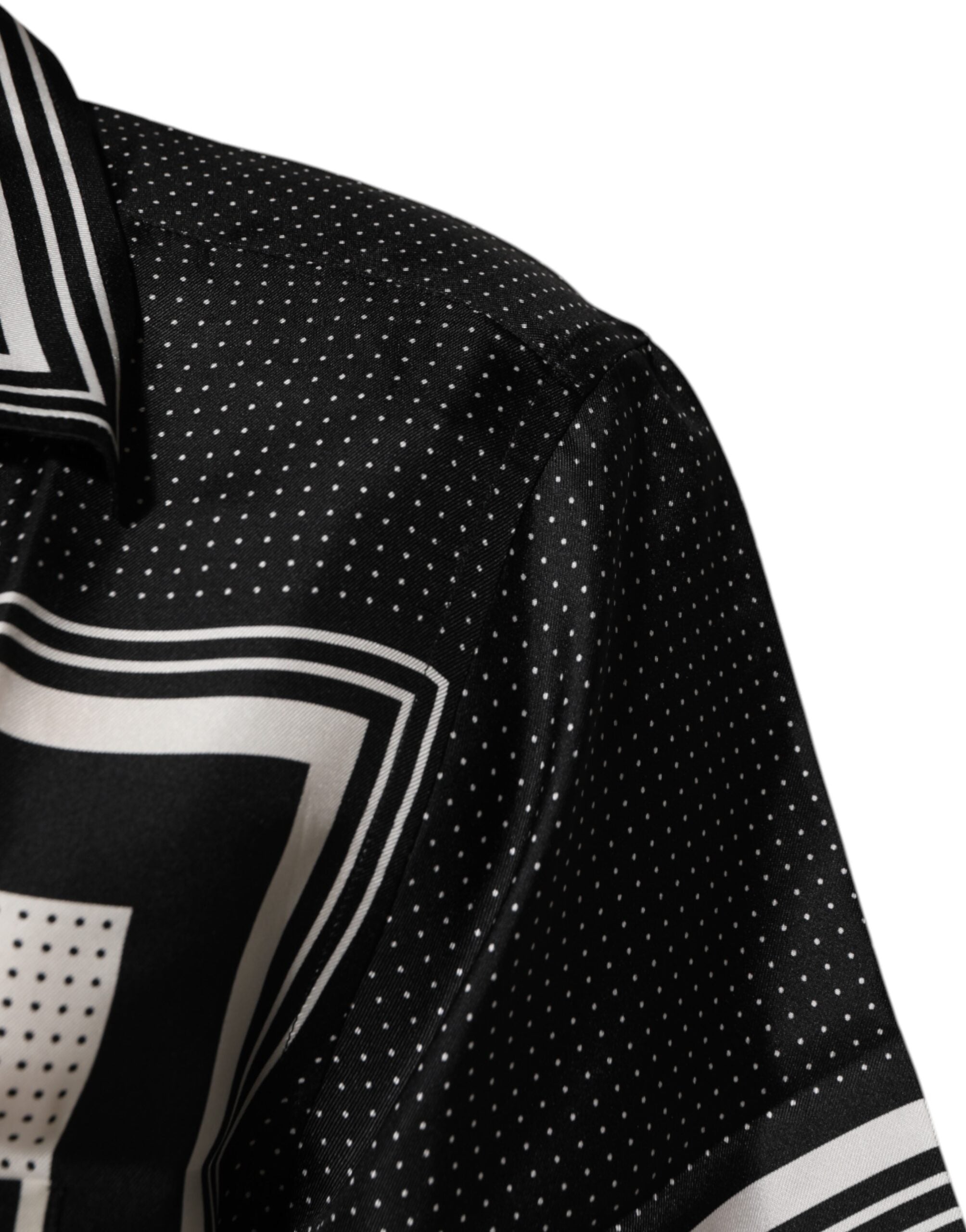 Dolce & Gabbana Black White StripeDot Print Casual Polo Shirt Dolce & Gabbana