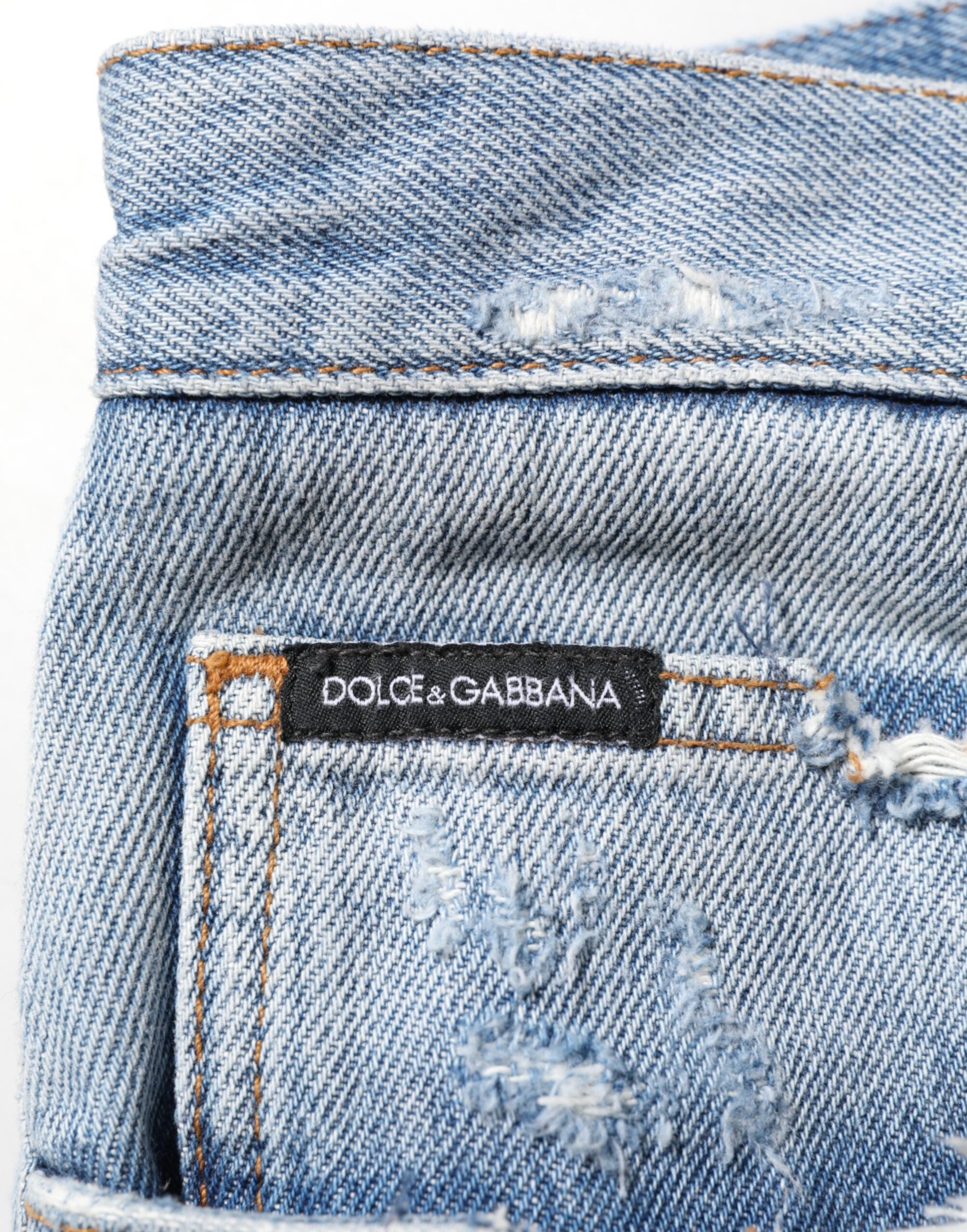 Dolce & Gabbana Blue Distressed Ripped Denim Trouser Jeans Dolce & Gabbana