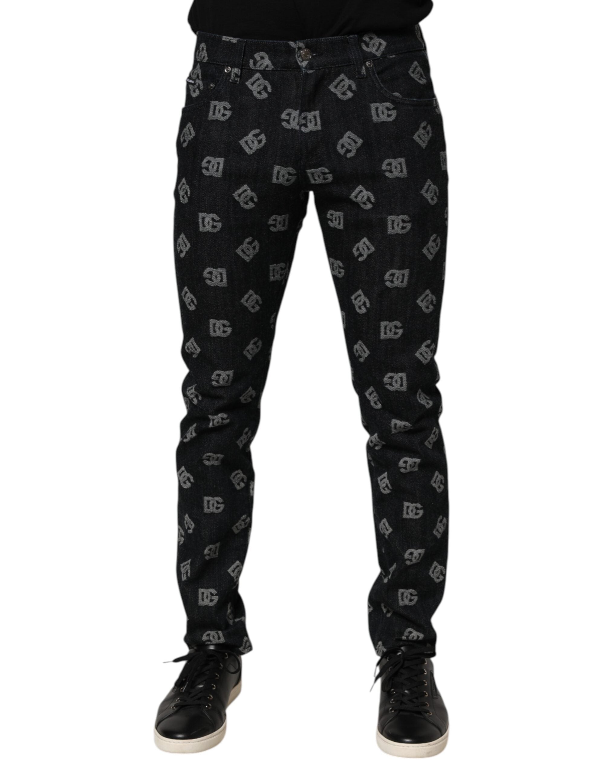 Dolce & Gabbana Black DG Monogram Cotton Skinny Denim Jeans Dolce & Gabbana