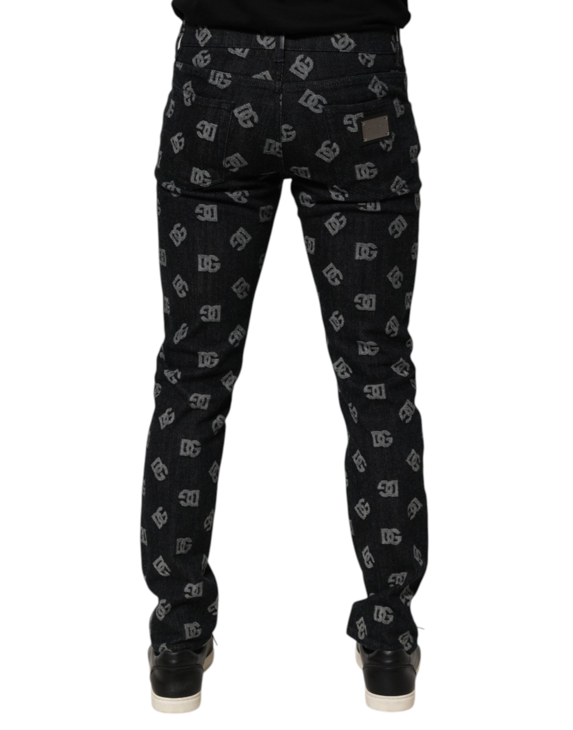 Dolce & Gabbana Black DG Monogram Cotton Skinny Denim Jeans Dolce & Gabbana