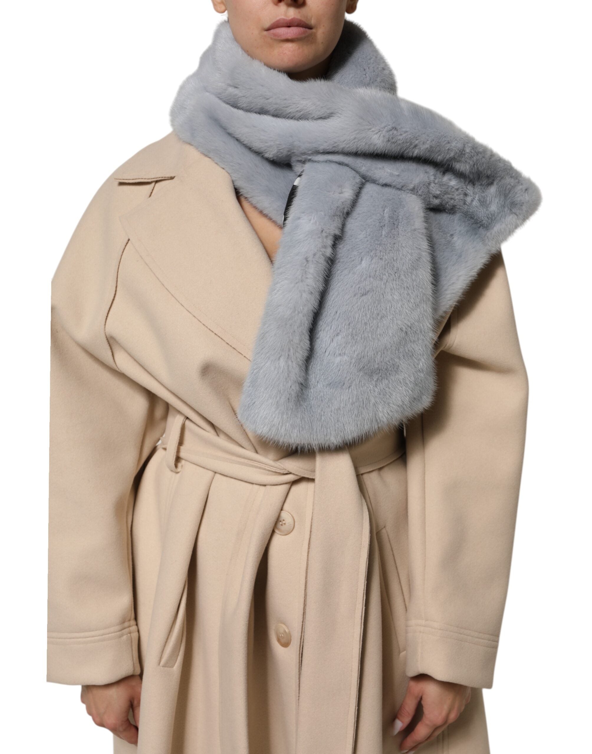 Dolce & Gabbana Powder Blue Mink Fur Neck Warmer Scarf Dolce & Gabbana