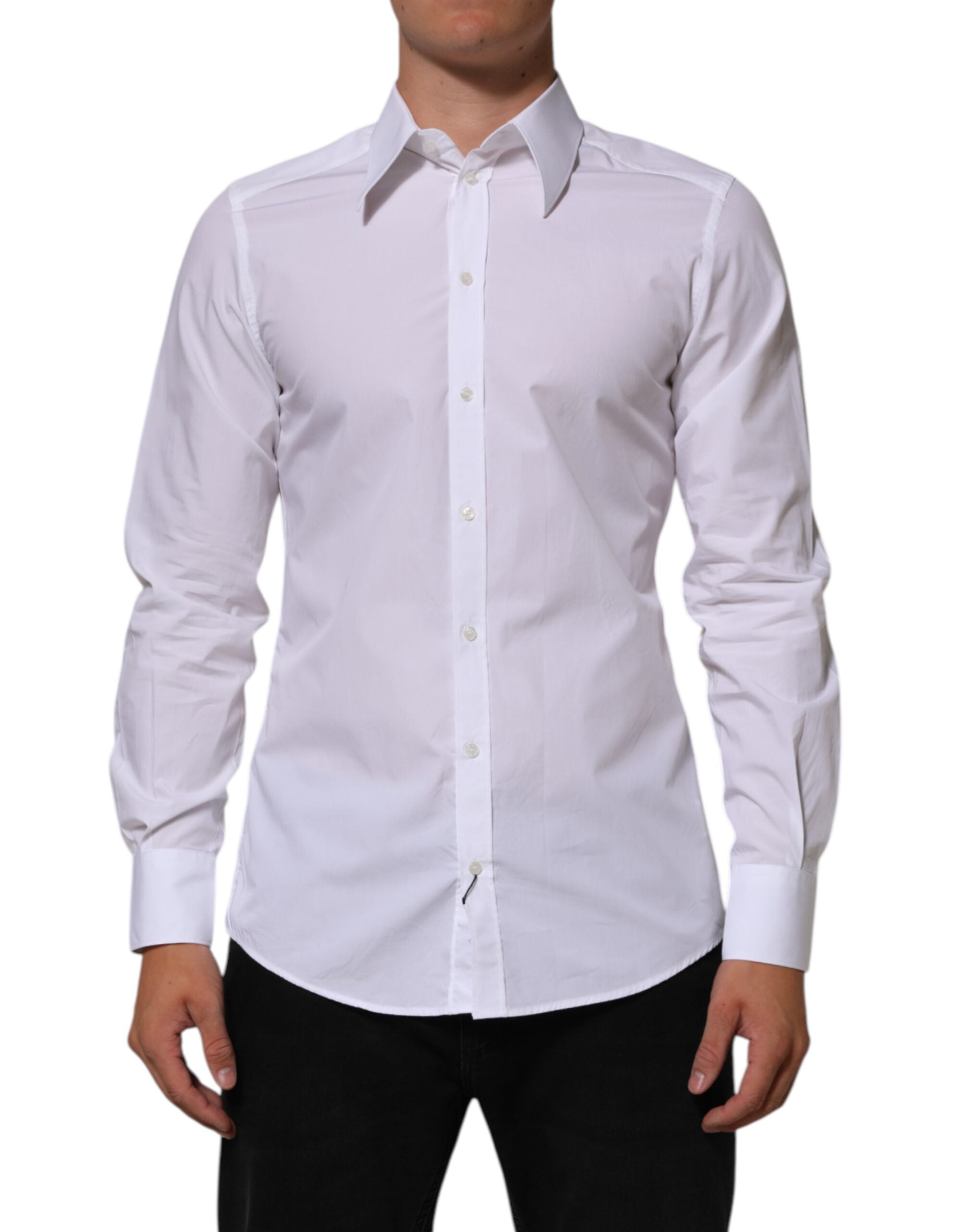Dolce & Gabbana White Cotton MARTINI Men Formal Dress Shirt Dolce & Gabbana