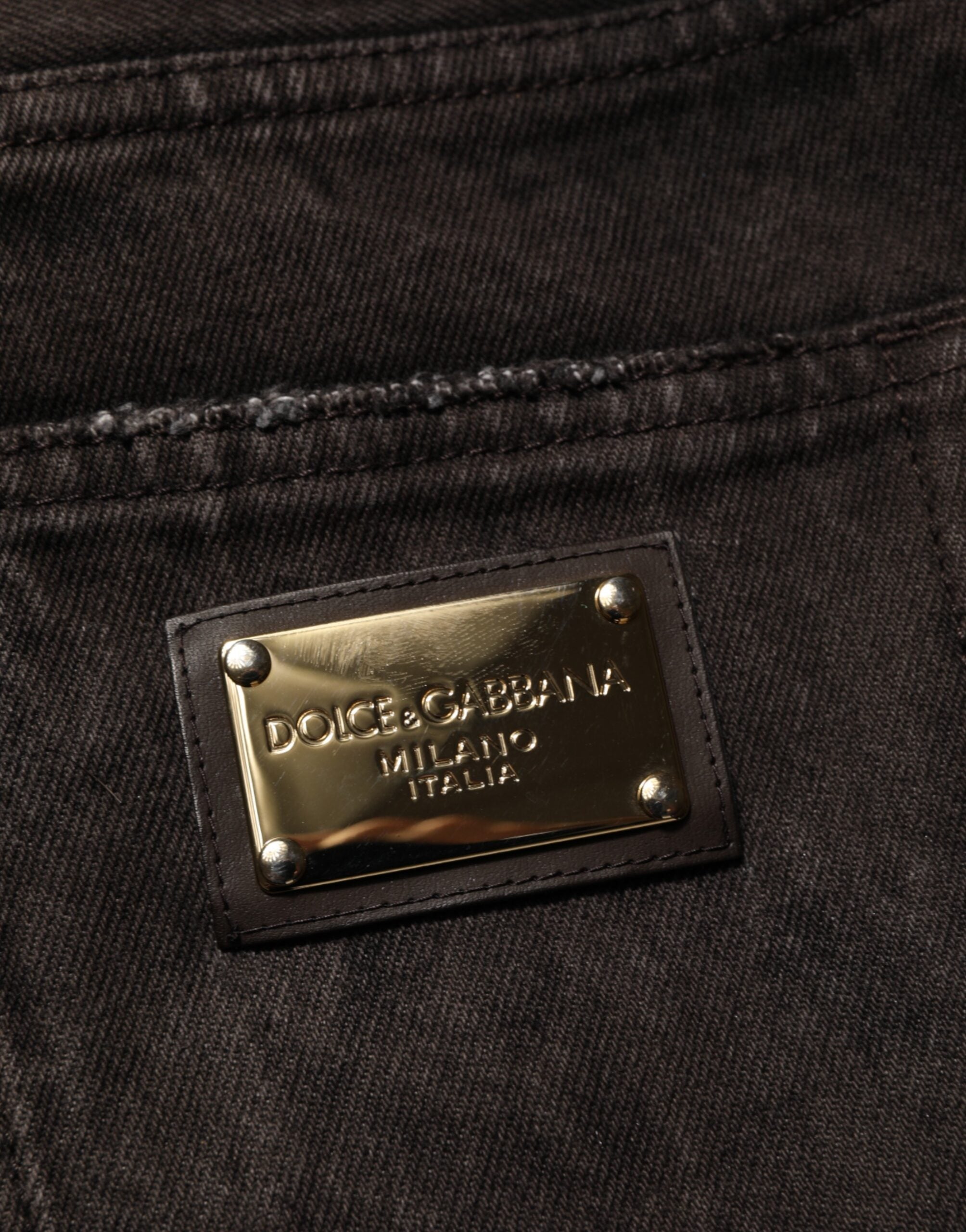 Dolce & Gabbana Black Cotton Tattered Denim Men Bermuda Short Dolce & Gabbana