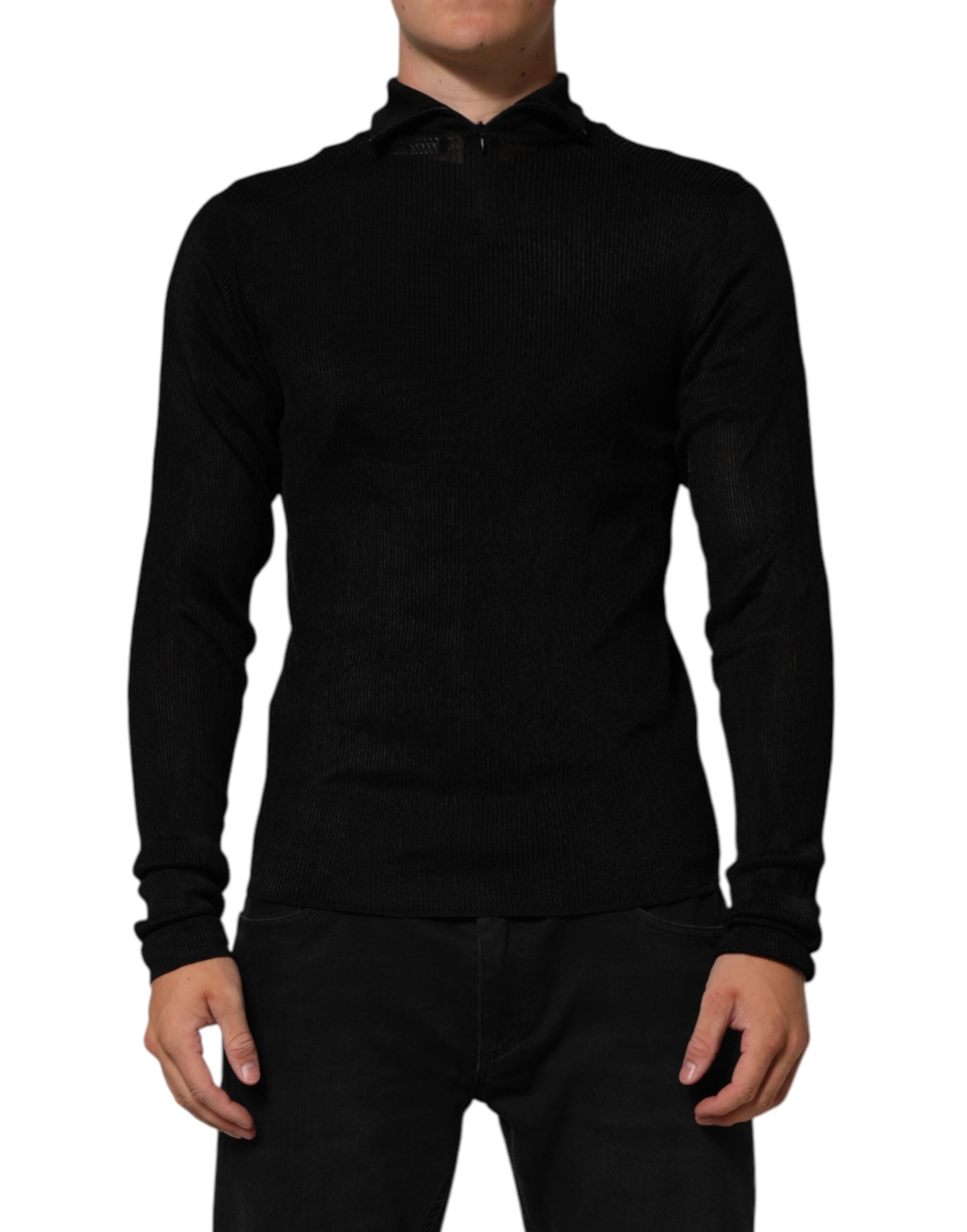 Dolce & Gabbana Black Viscose Turtle Neck Pullover Sweater Dolce & Gabbana