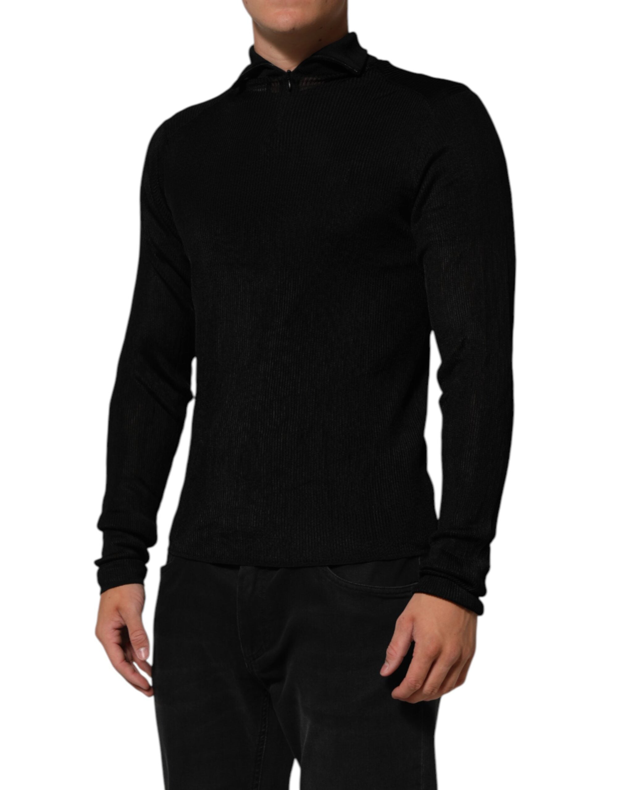 Dolce & Gabbana Black Viscose Turtle Neck Pullover Sweater Dolce & Gabbana