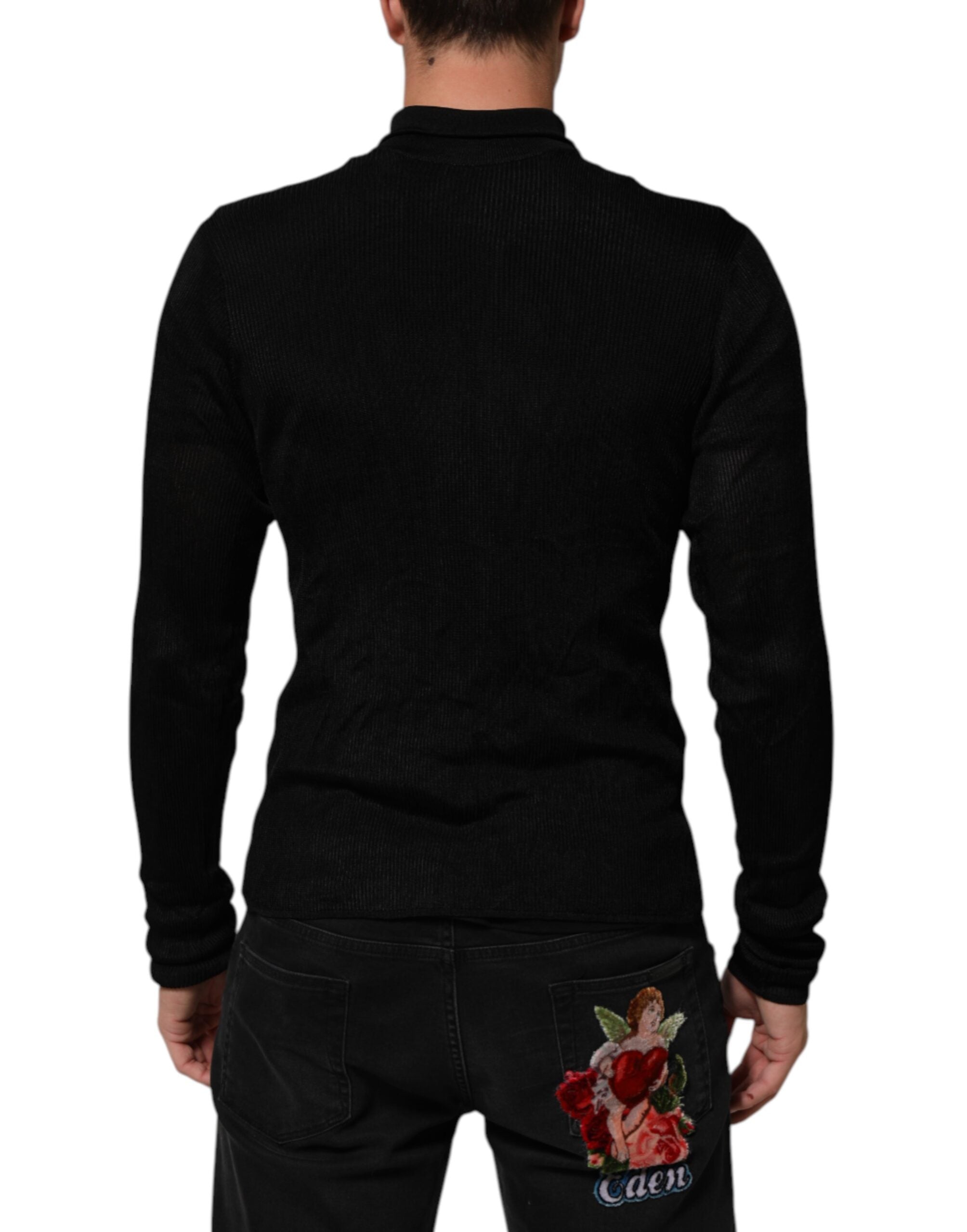 Dolce & Gabbana Black Viscose Turtle Neck Pullover Sweater Dolce & Gabbana