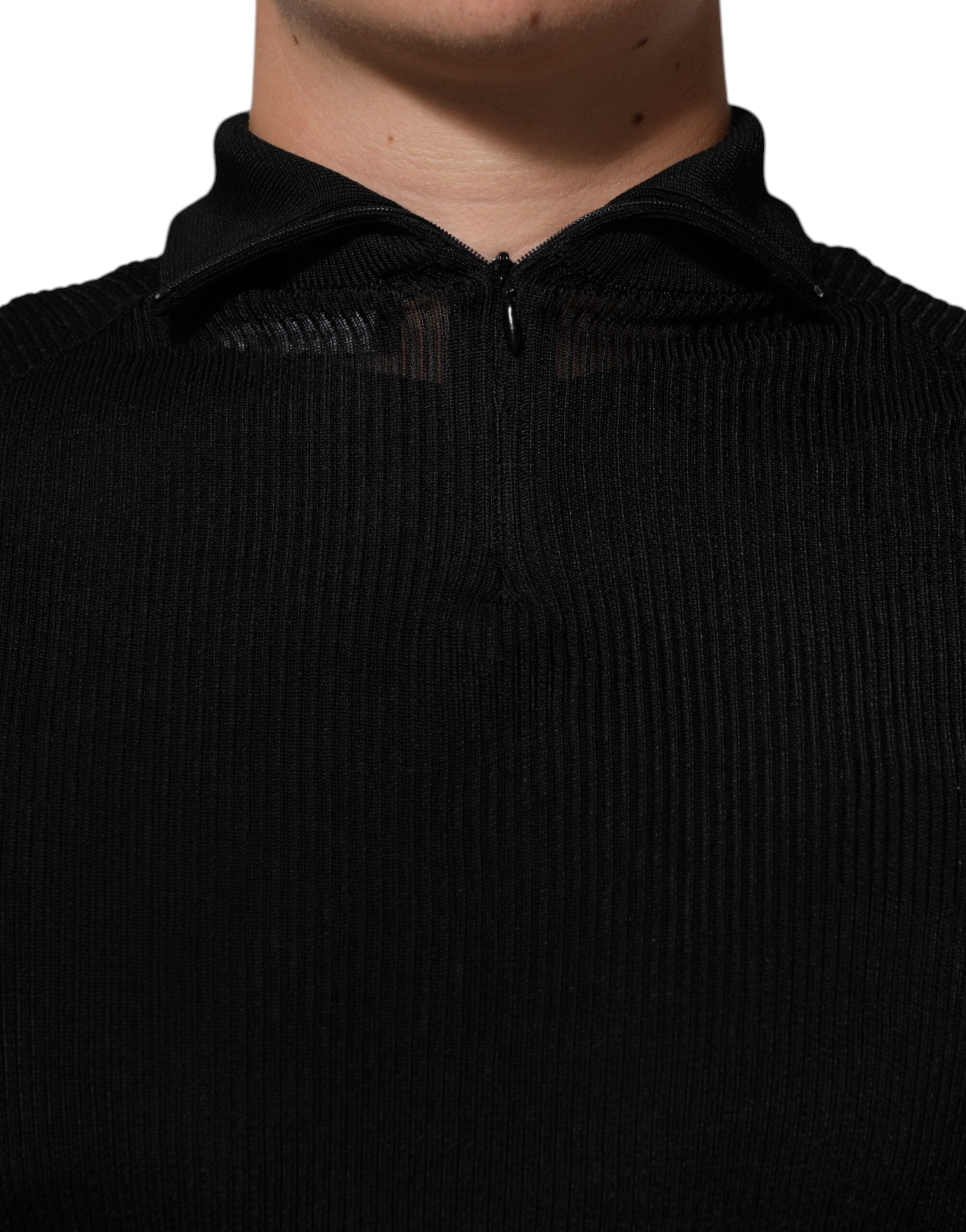 Dolce & Gabbana Black Viscose Turtle Neck Pullover Sweater Dolce & Gabbana