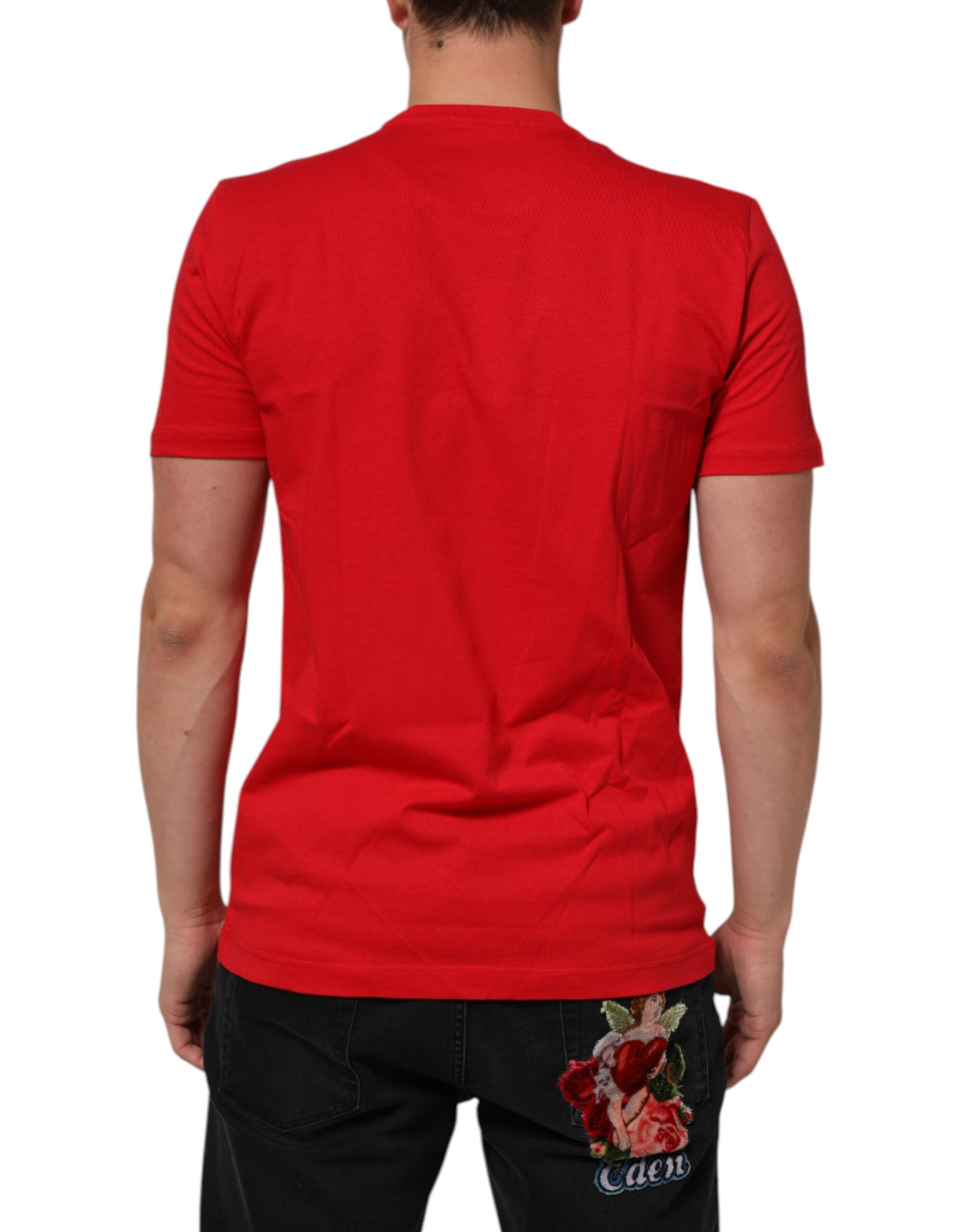 Dolce & Gabbana Red Goodluck 2023 Cotton Crew Neck T-shirt Dolce & Gabbana