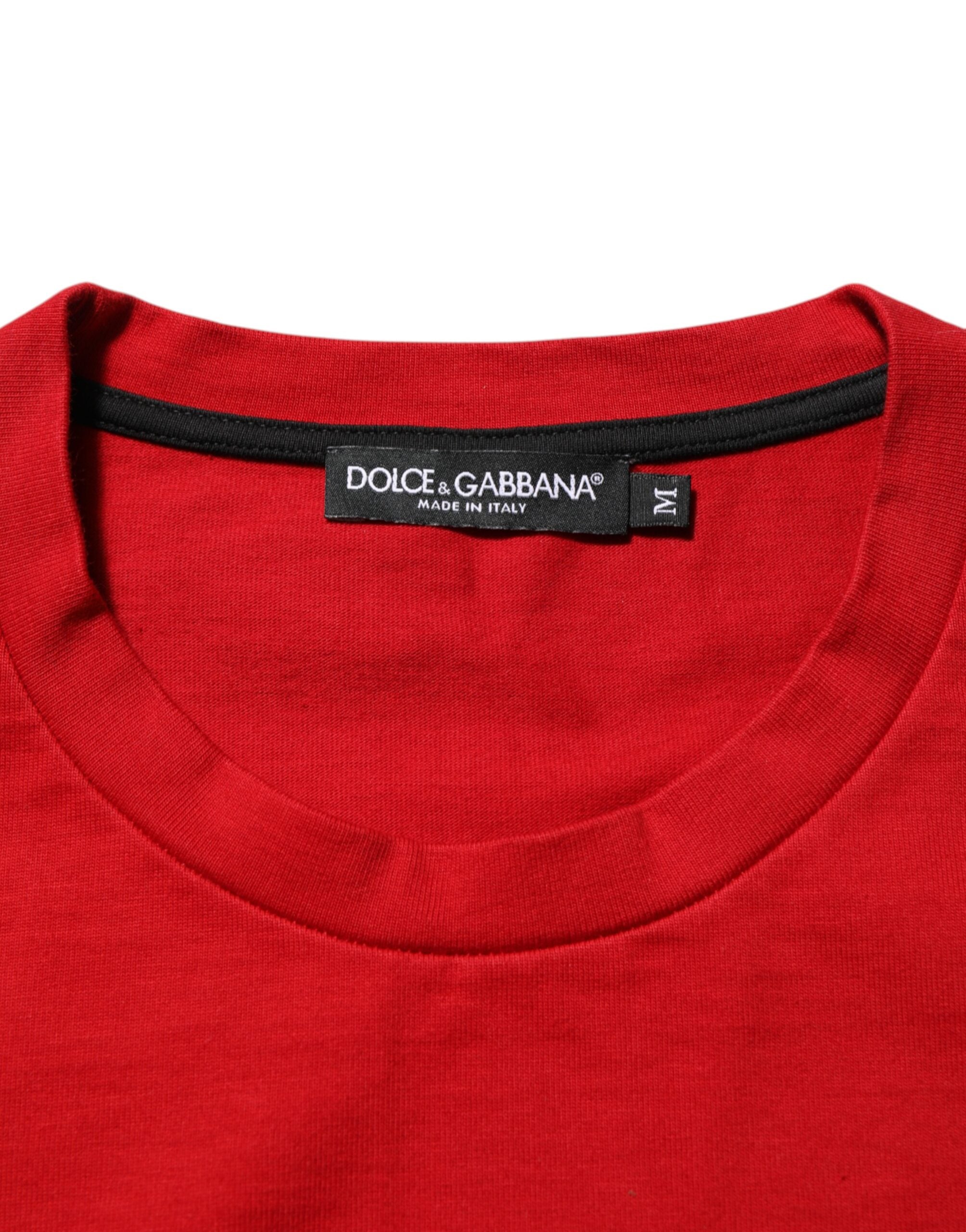 Dolce & Gabbana Red Logo Eye Print Cotton Short Sleeve T-shirt Dolce & Gabbana