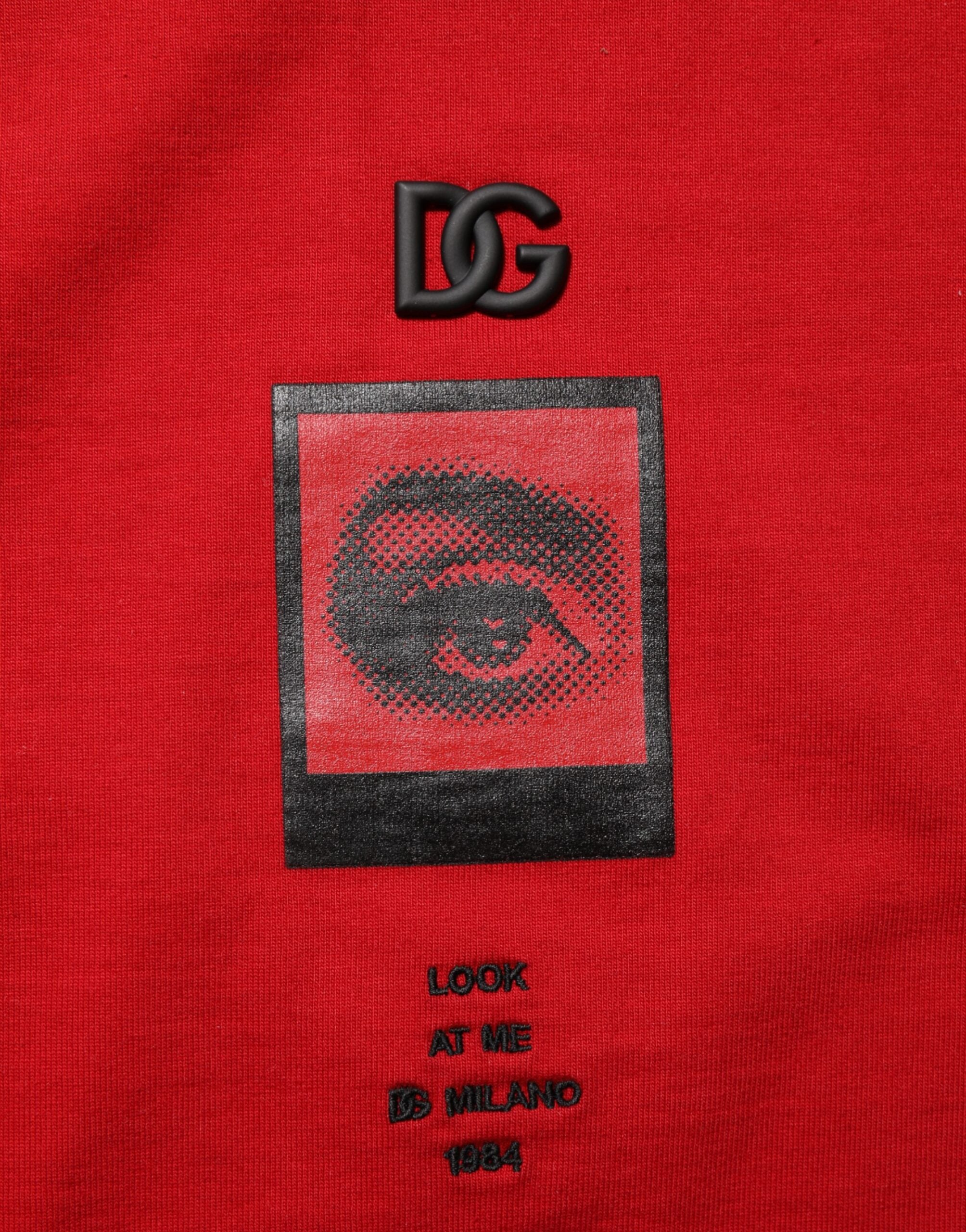 Dolce & Gabbana Red Logo Eye Print Cotton Short Sleeve T-shirt Dolce & Gabbana