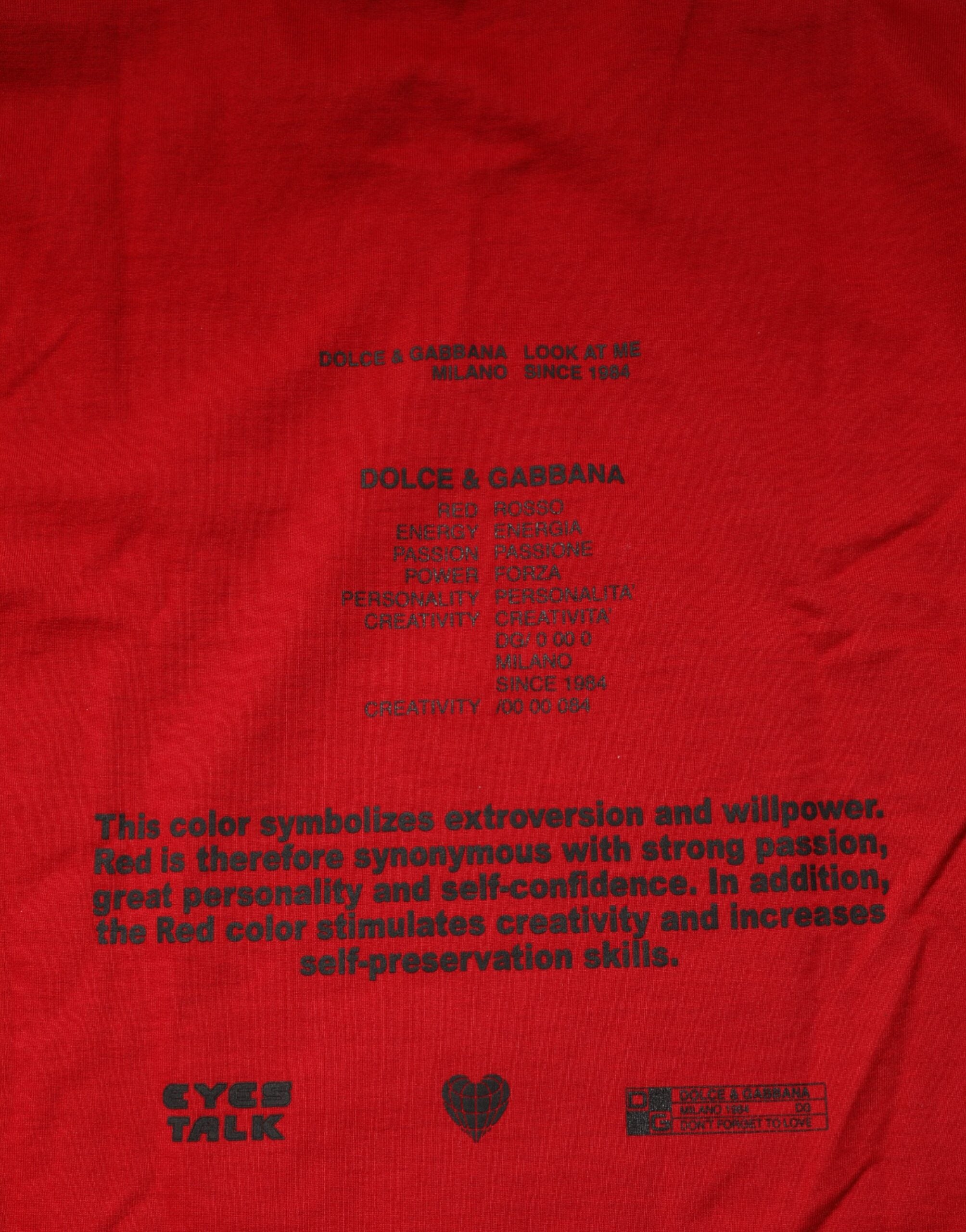 Dolce & Gabbana Red Logo Eye Print Cotton Short Sleeve T-shirt Dolce & Gabbana