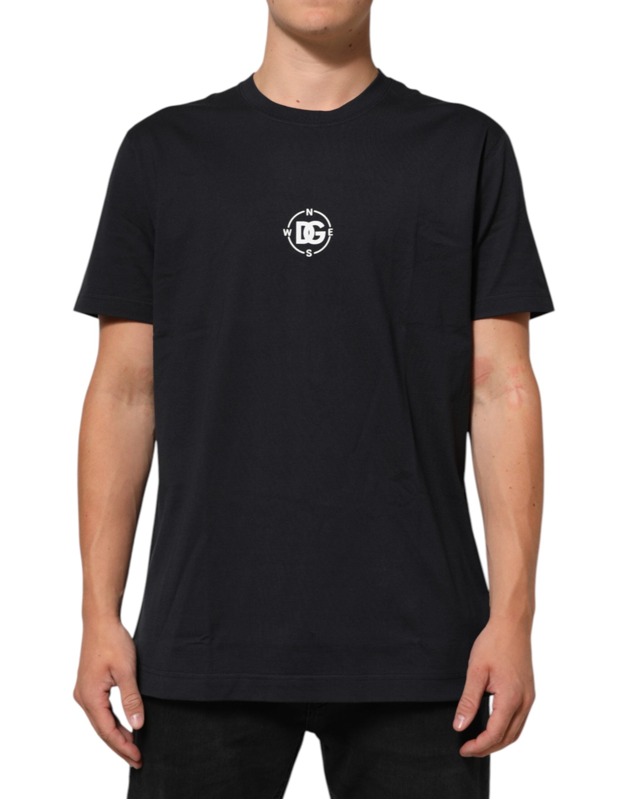 Dolce & Gabbana Black Logo Compass Cotton Crew Neck T-shirt Dolce & Gabbana