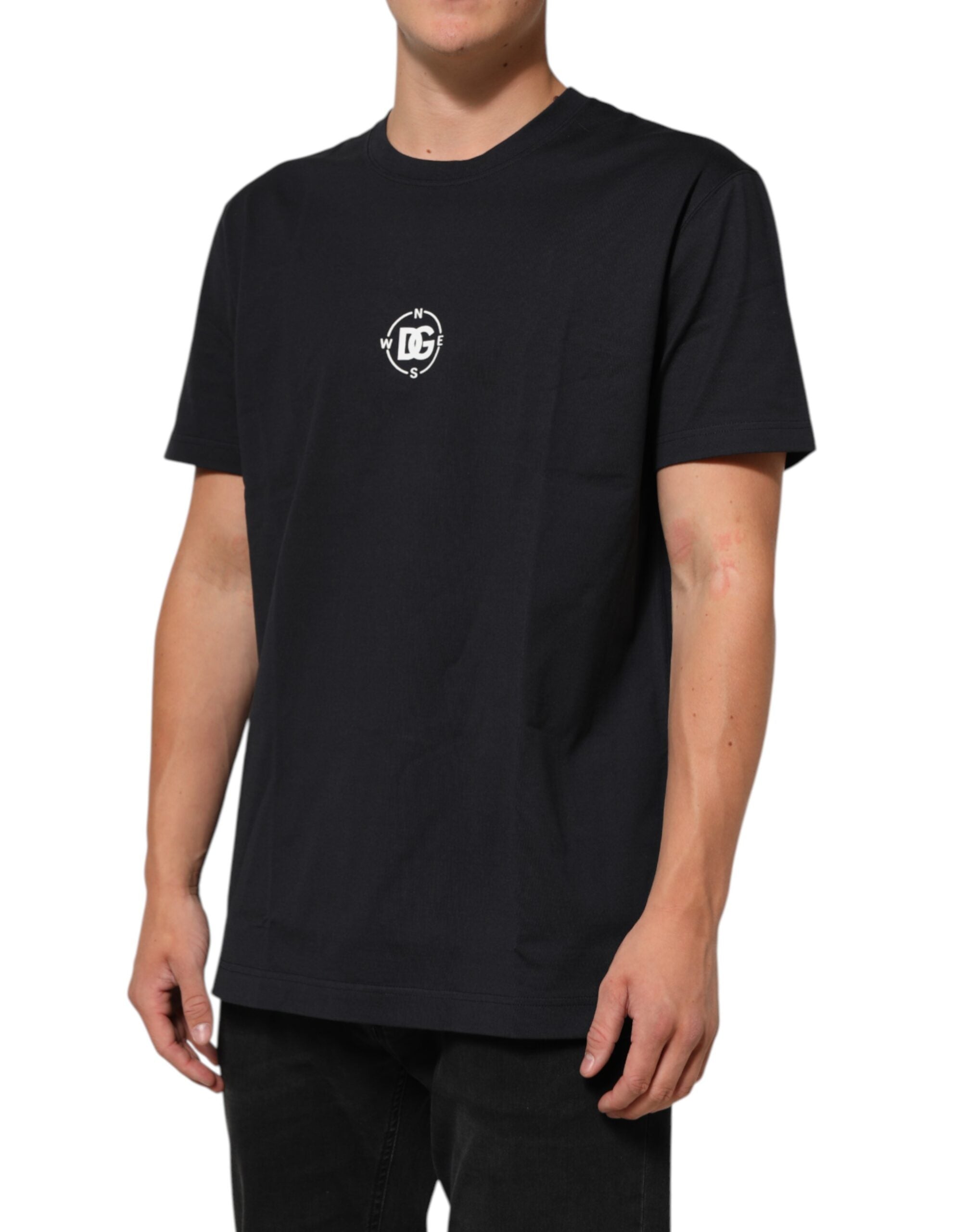 Dolce & Gabbana Black Logo Compass Cotton Crew Neck T-shirt Dolce & Gabbana