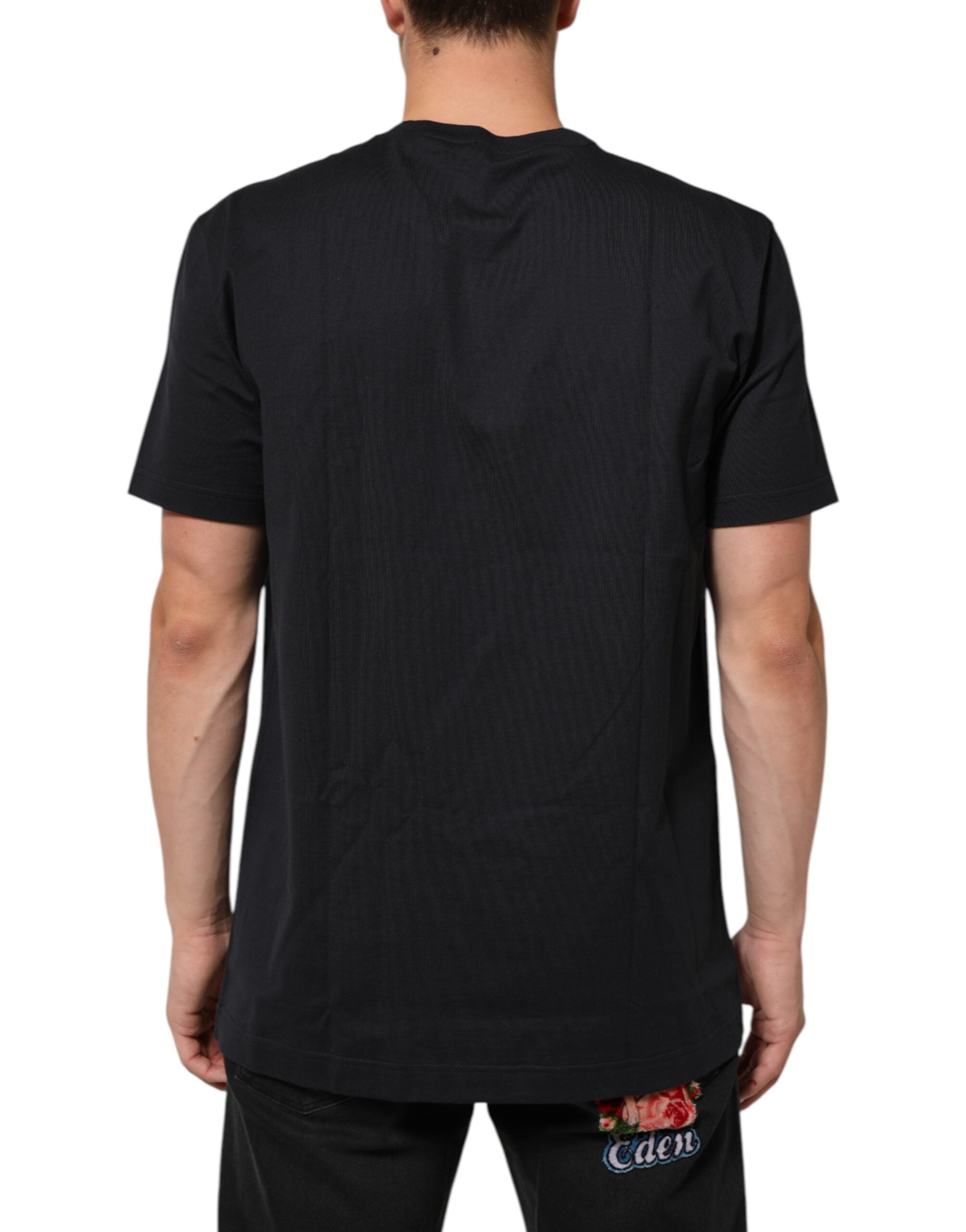 Dolce & Gabbana Black Logo Compass Cotton Crew Neck T-shirt Dolce & Gabbana