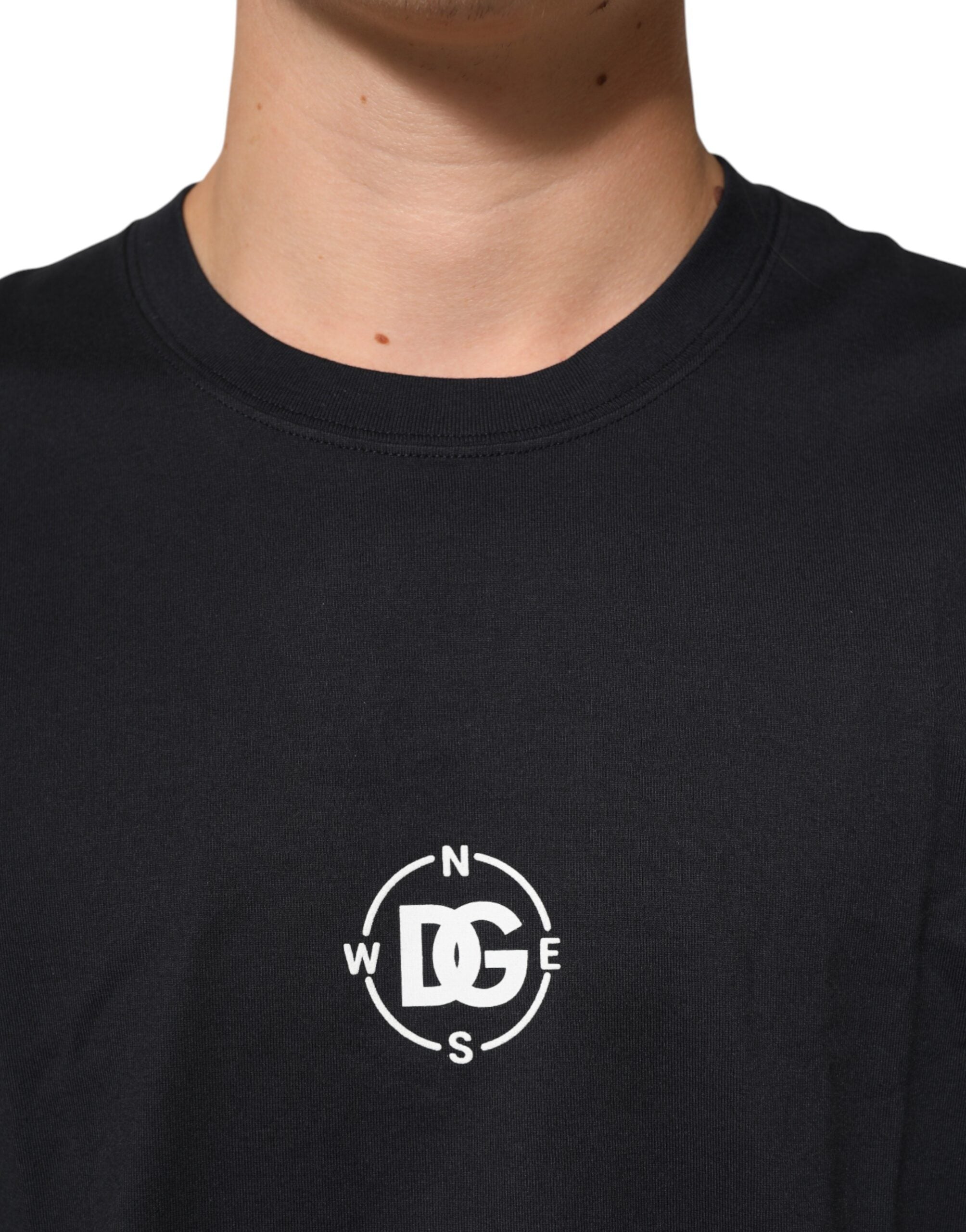 Dolce & Gabbana Black Logo Compass Cotton Crew Neck T-shirt Dolce & Gabbana