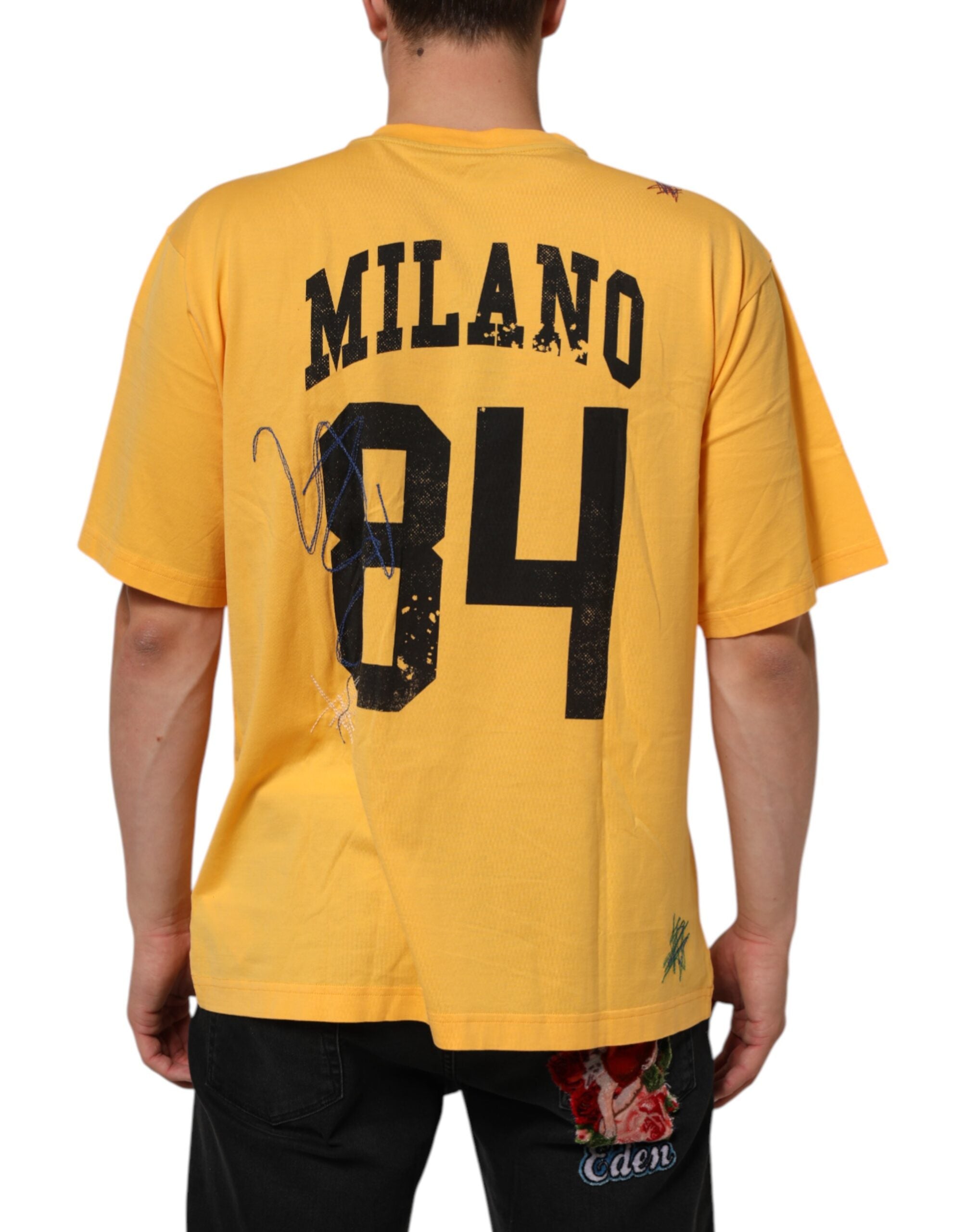 Dolce & Gabbana Yellow Secret Graden Floral Cotton CrewNeck T-shirt Dolce & Gabbana