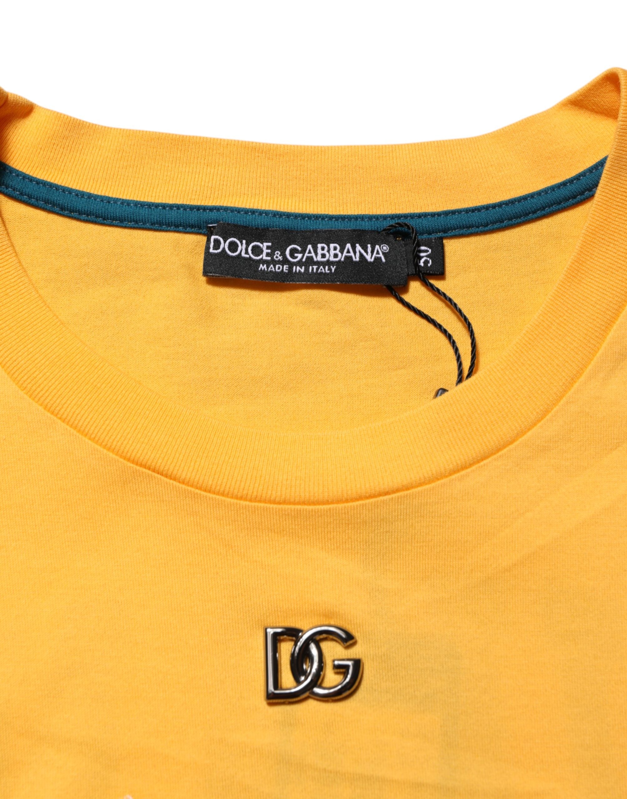 Dolce & Gabbana Yellow Secret Graden Floral Cotton CrewNeck T-shirt Dolce & Gabbana
