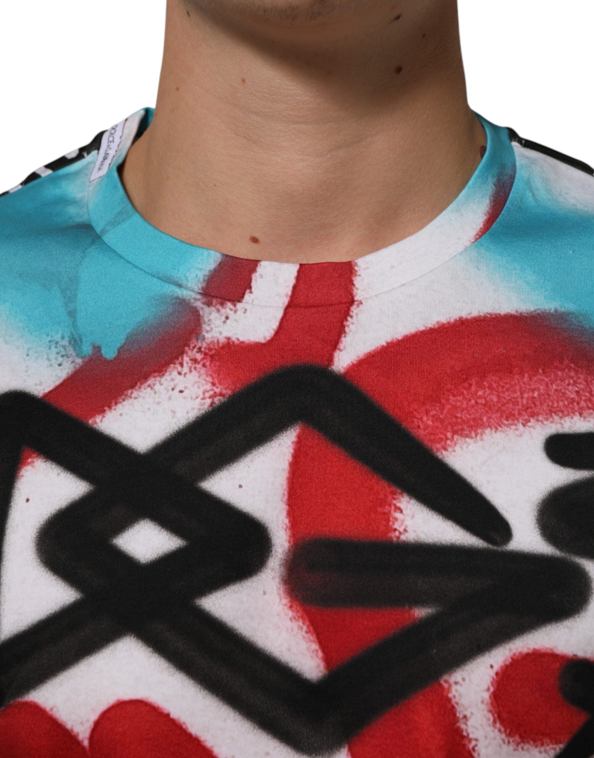Dolce & Gabbana White Graffiti Crew Neck Short Sleeves T-shirt Dolce & Gabbana