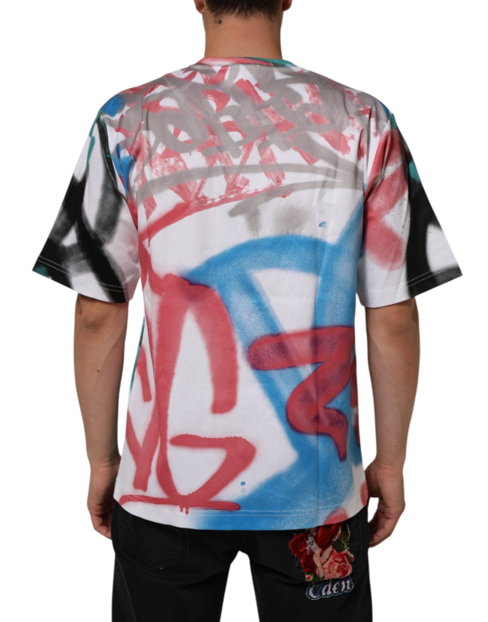 Dolce & Gabbana White Graffiti Crew Neck Short Sleeves T-shirt Dolce & Gabbana