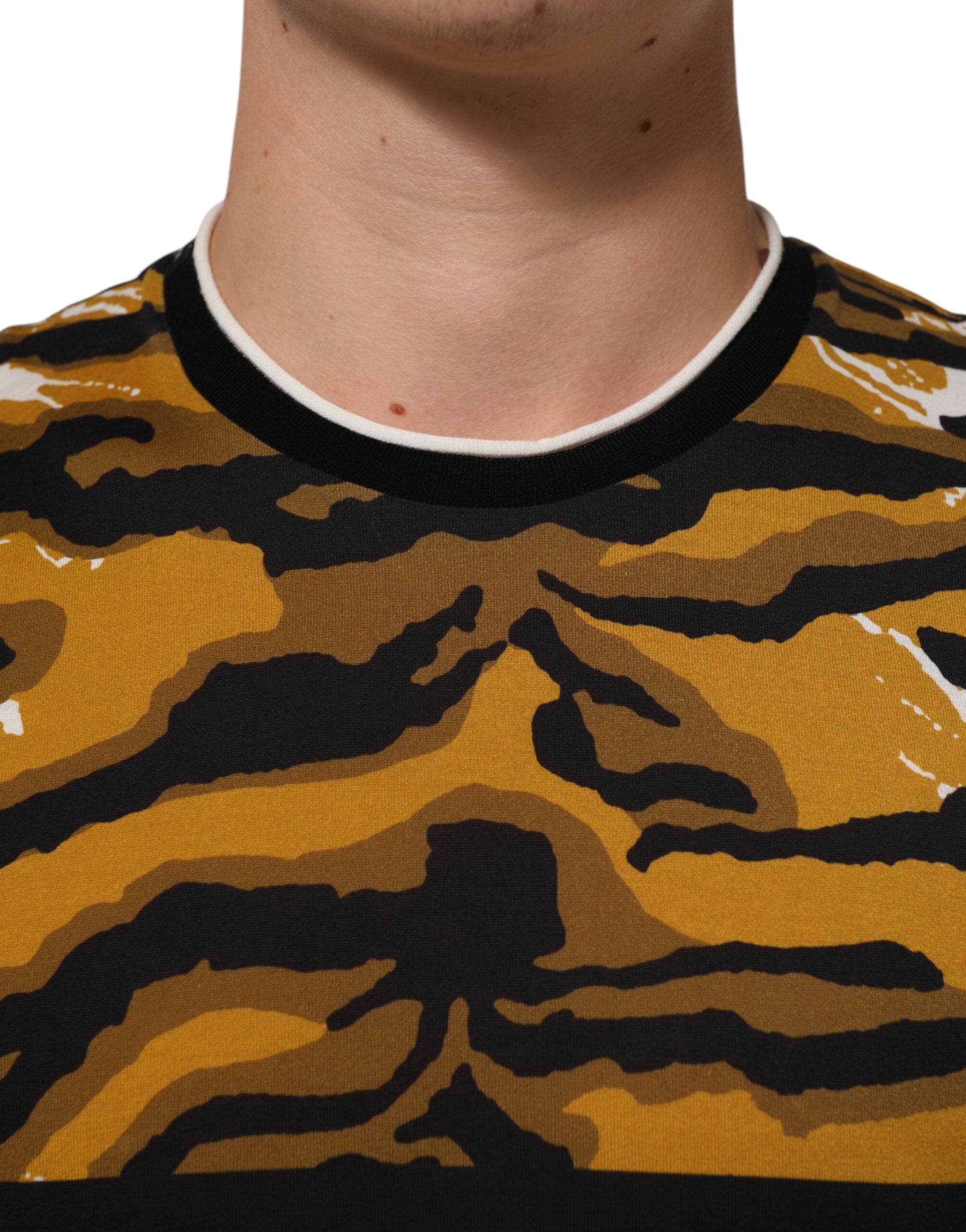 Dolce & Gabbana Multicolor Leopard Palm Leaf Men Crew Neck T-shirt Dolce & Gabbana