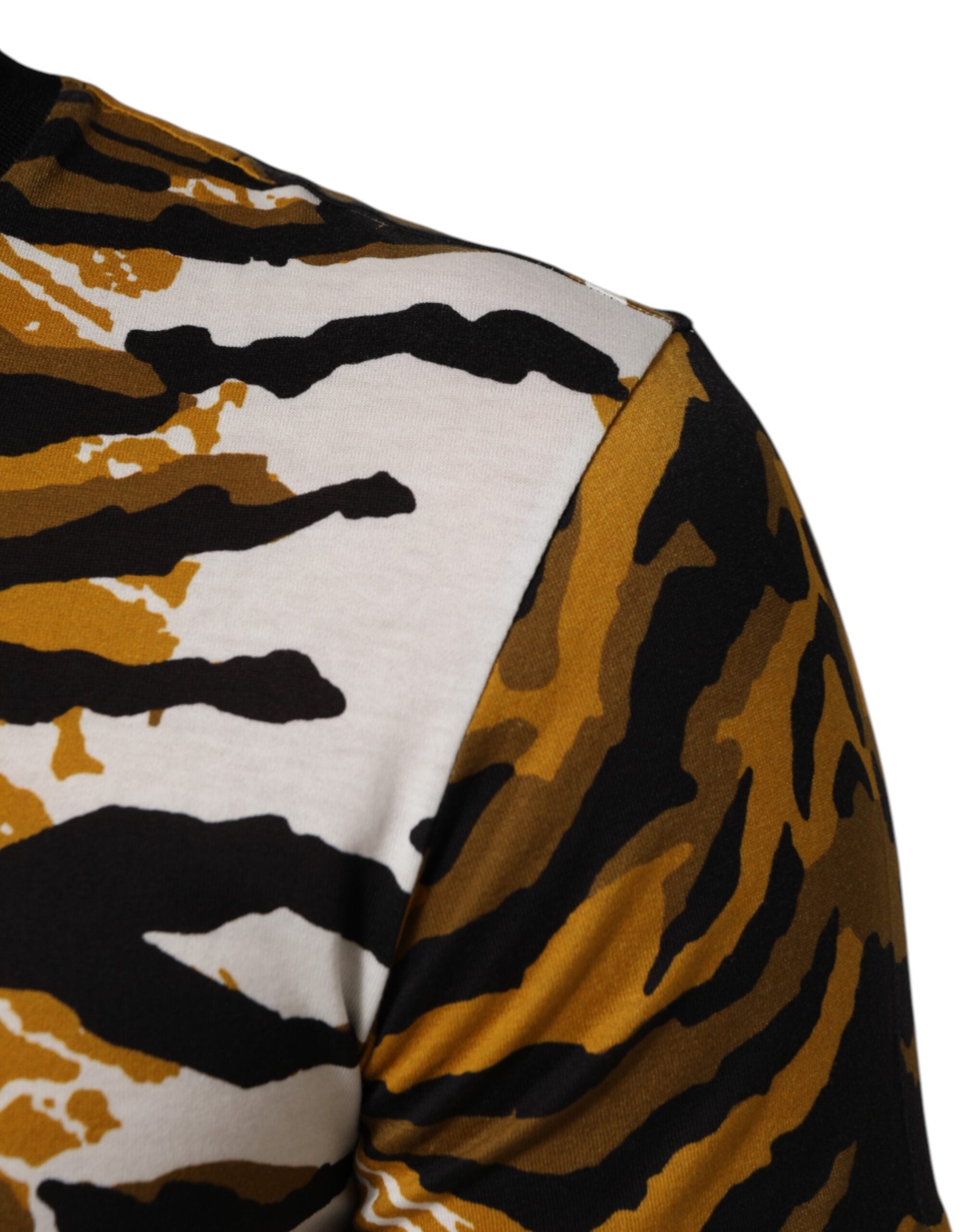 Dolce & Gabbana Multicolor Leopard Palm Leaf Men Crew Neck T-shirt Dolce & Gabbana