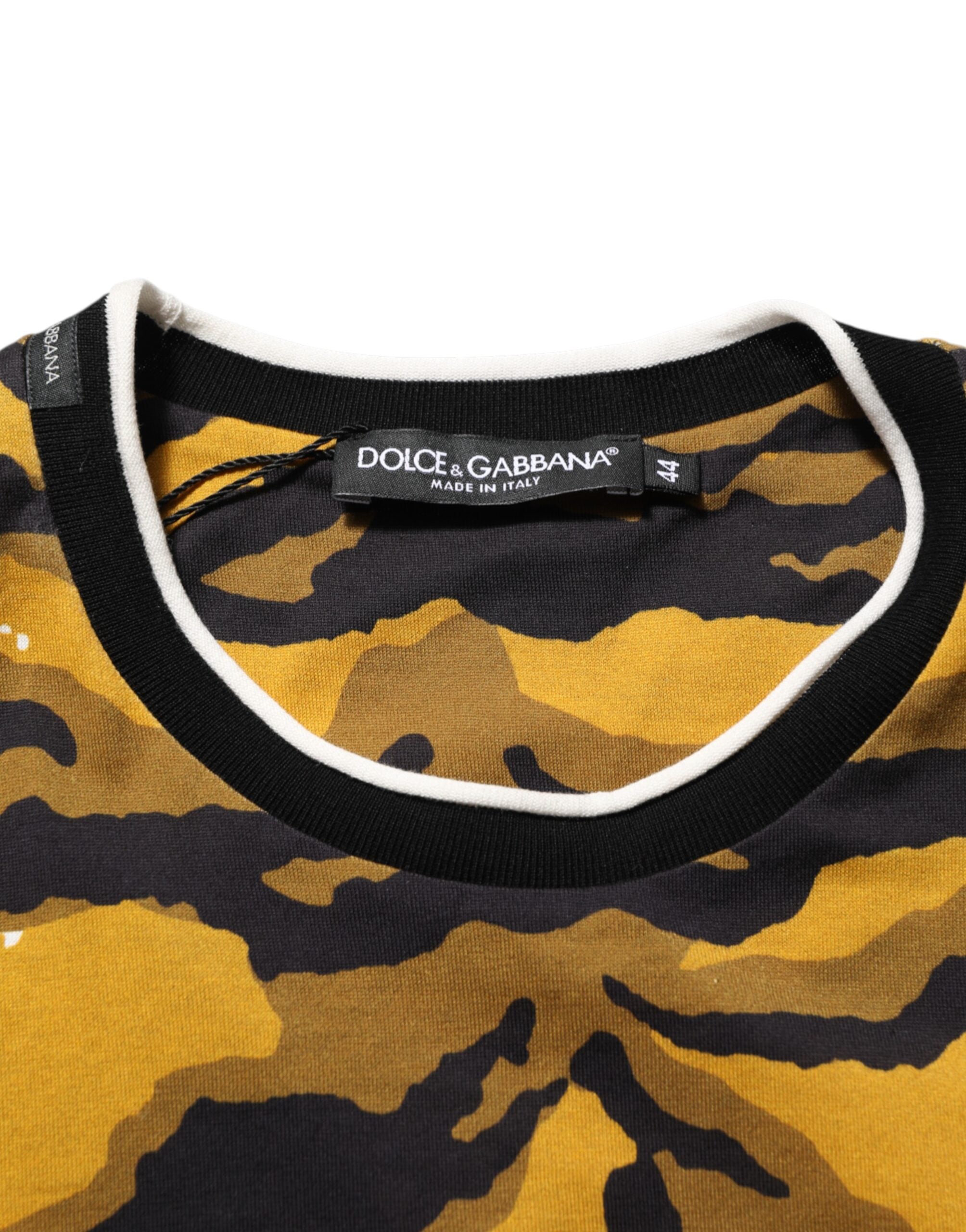 Dolce & Gabbana Multicolor Leopard Palm Leaf Men Crew Neck T-shirt Dolce & Gabbana