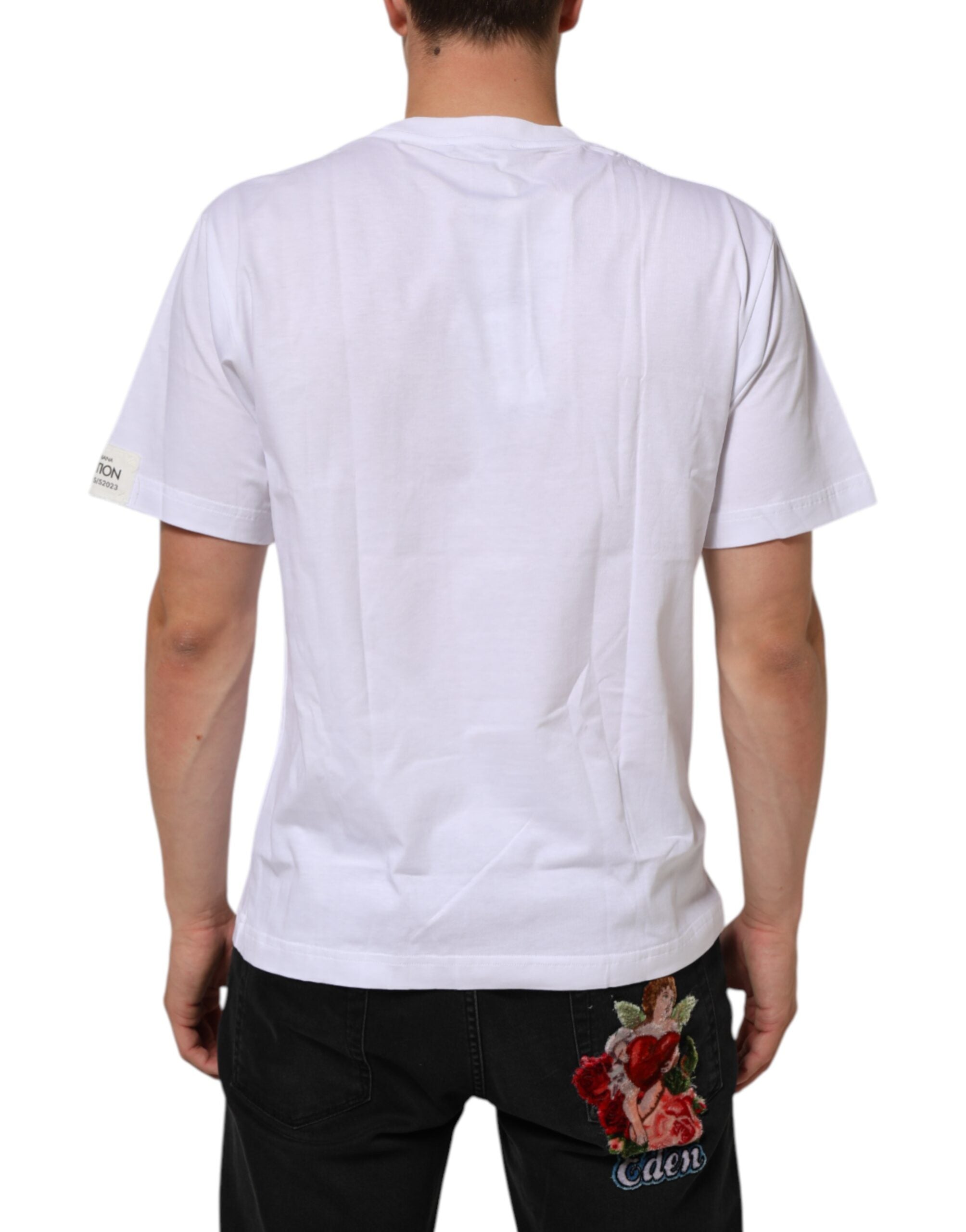 Dolce & Gabbana White Graphic Print Cotton Crew Neck T-shirt Dolce & Gabbana
