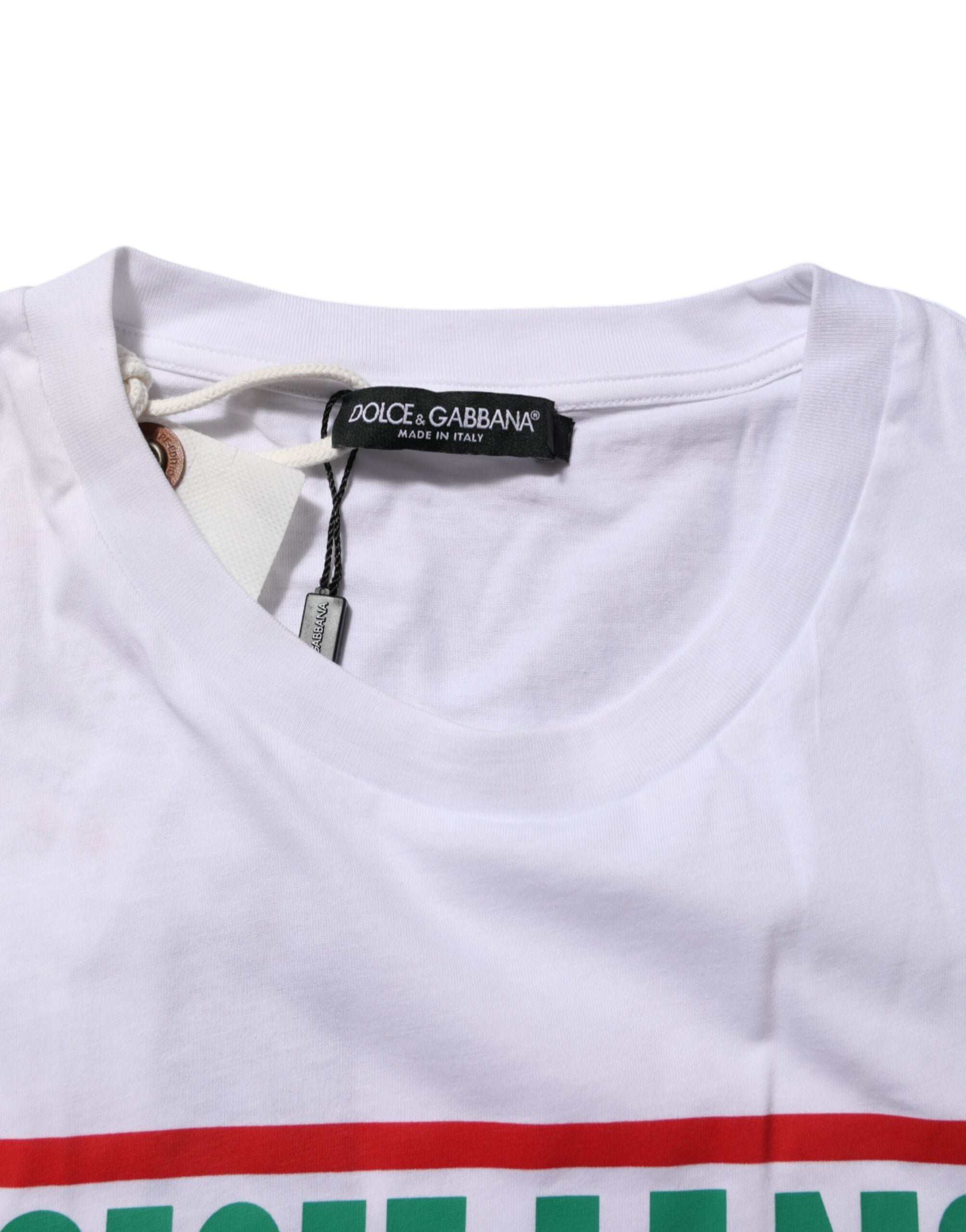 Dolce & Gabbana White Graphic Print Cotton Crew Neck T-shirt Dolce & Gabbana