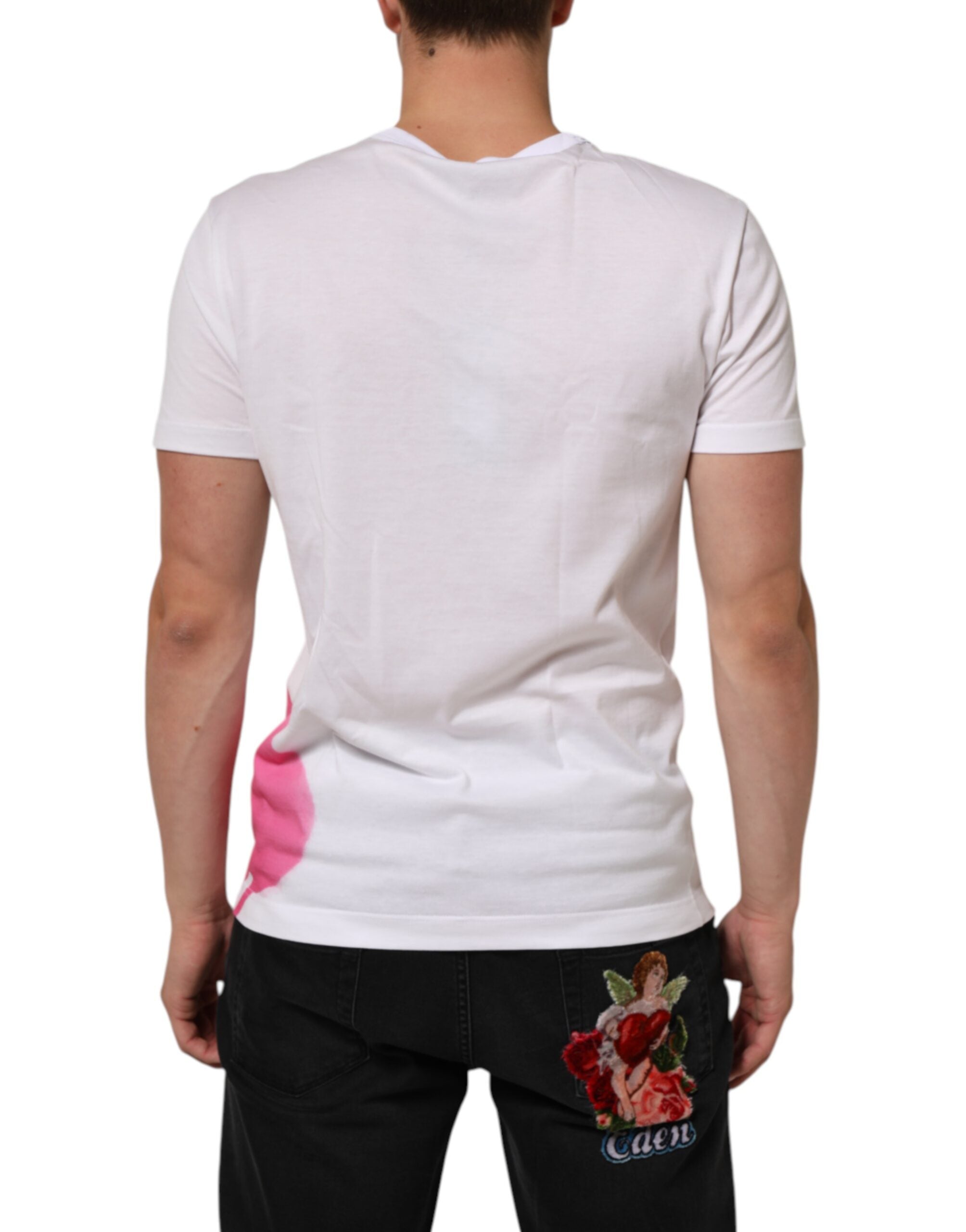 Dolce & Gabbana White Graphic Print Cotton Crew Neck T-shirt Dolce & Gabbana