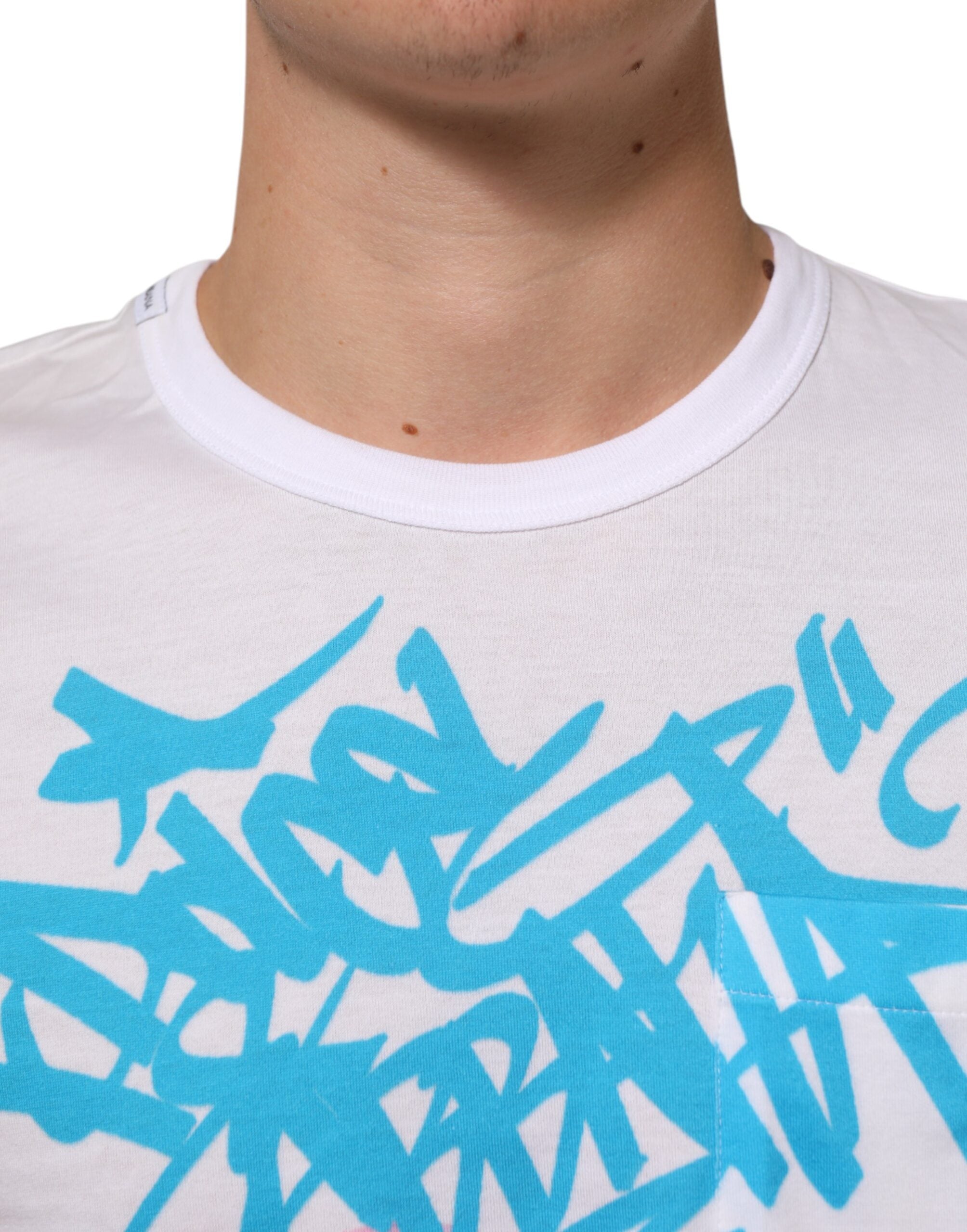 Dolce & Gabbana White Graphic Print Cotton Crew Neck T-shirt Dolce & Gabbana
