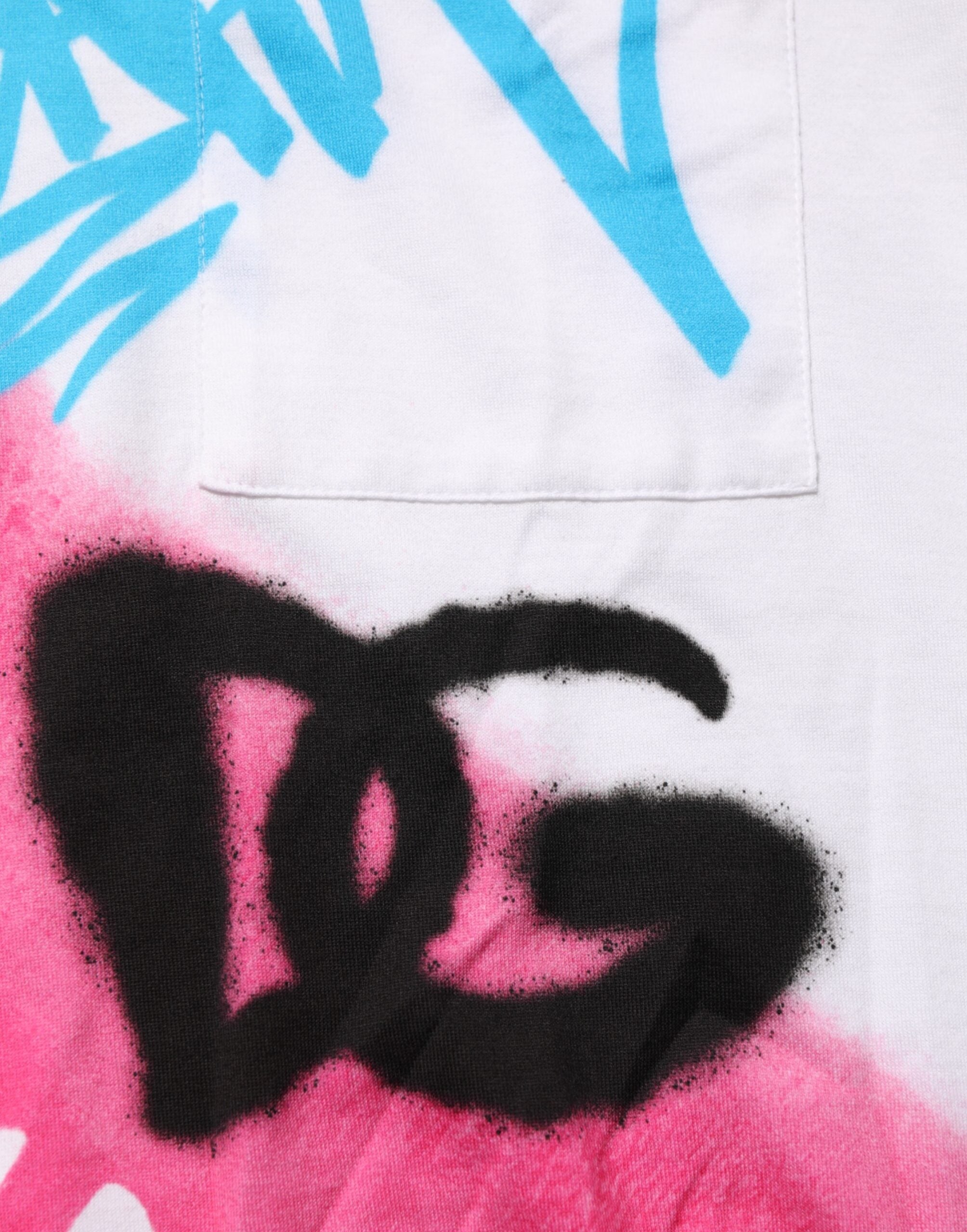 Dolce & Gabbana White Graphic Print Cotton Crew Neck T-shirt Dolce & Gabbana