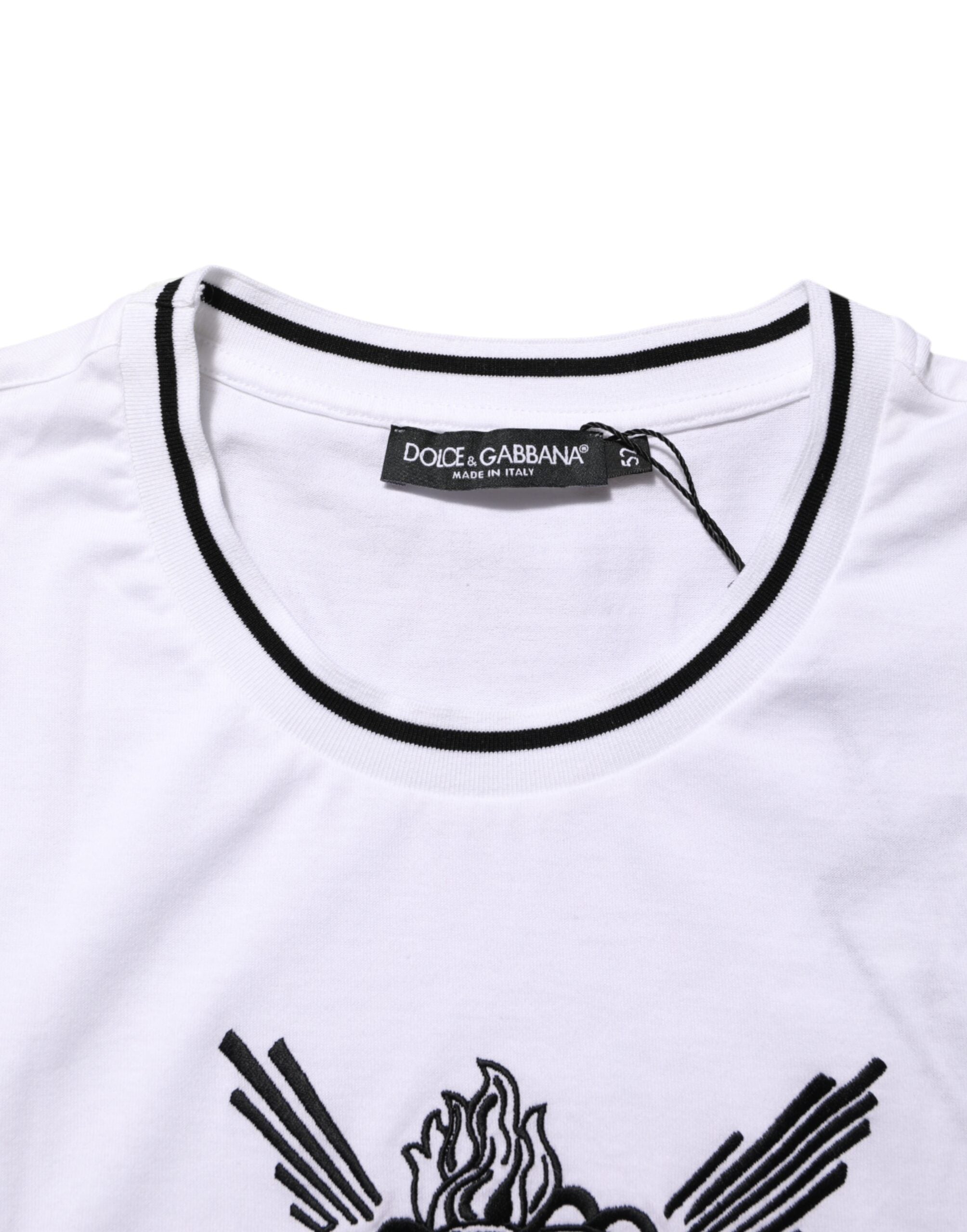 Dolce & Gabbana White Sacred Heart Short Sleeve Men T-shirt Dolce & Gabbana