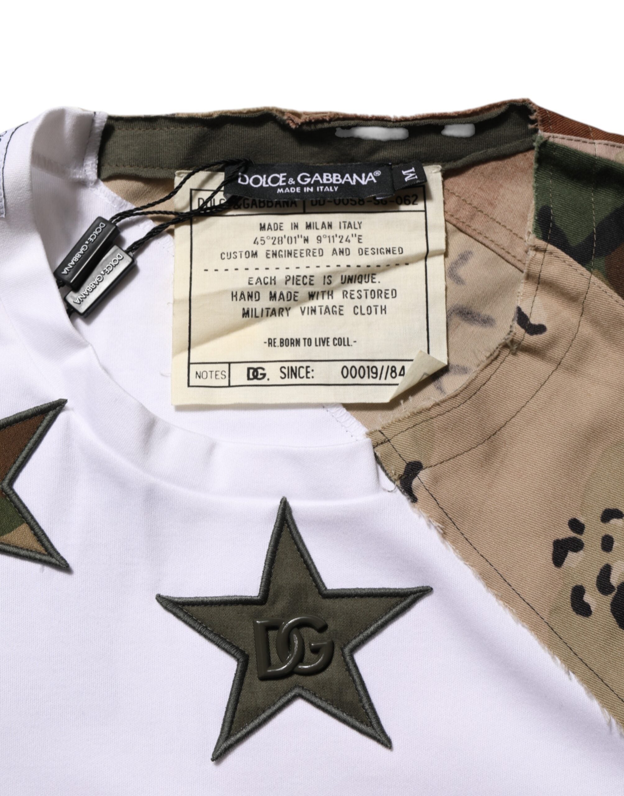 Dolce & Gabbana White Camouflage Patckwork Men Cotton T-shirt Dolce & Gabbana
