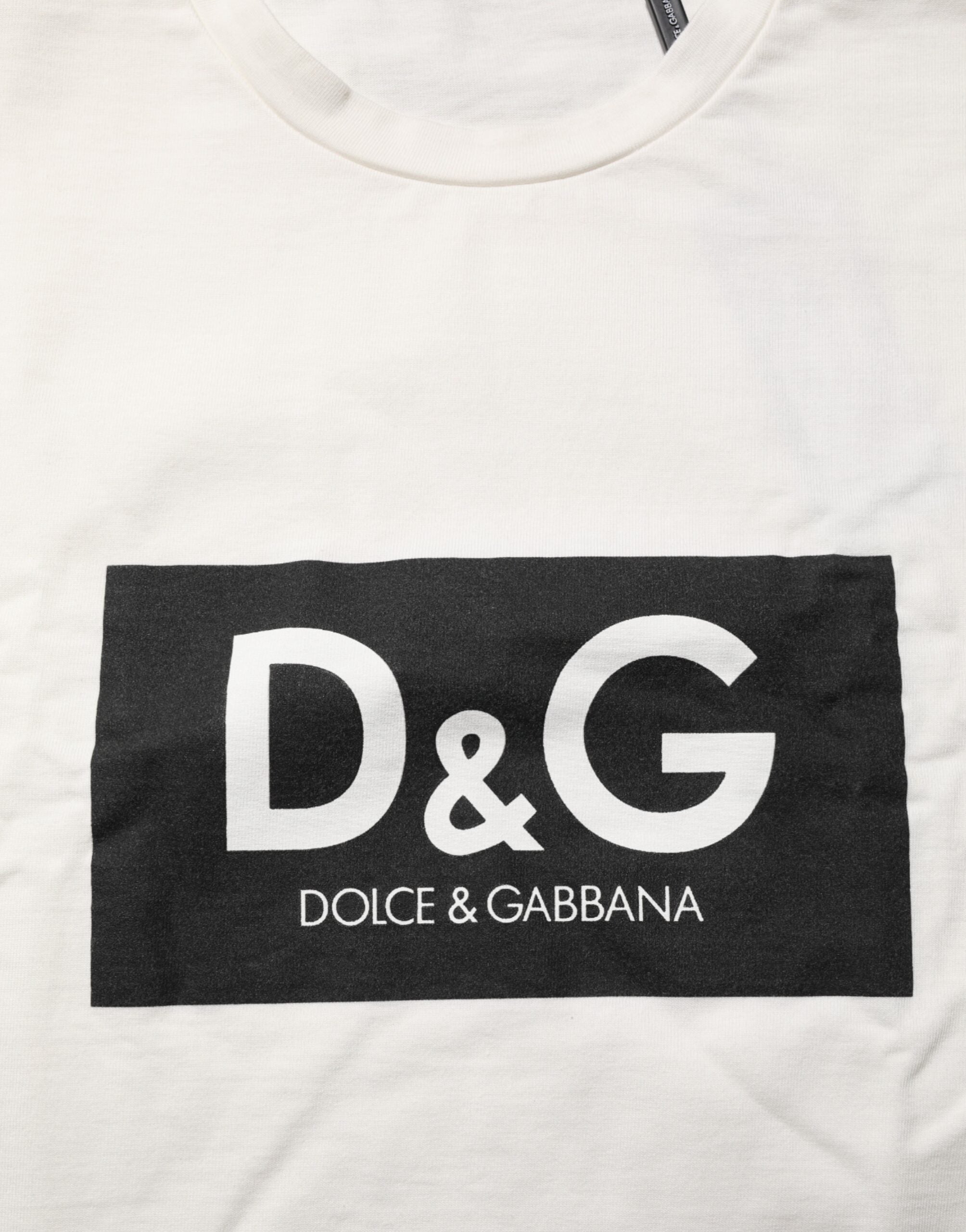 Dolce & Gabbana White Logo Print Cotton Crew Neck Men T-shirt Dolce & Gabbana