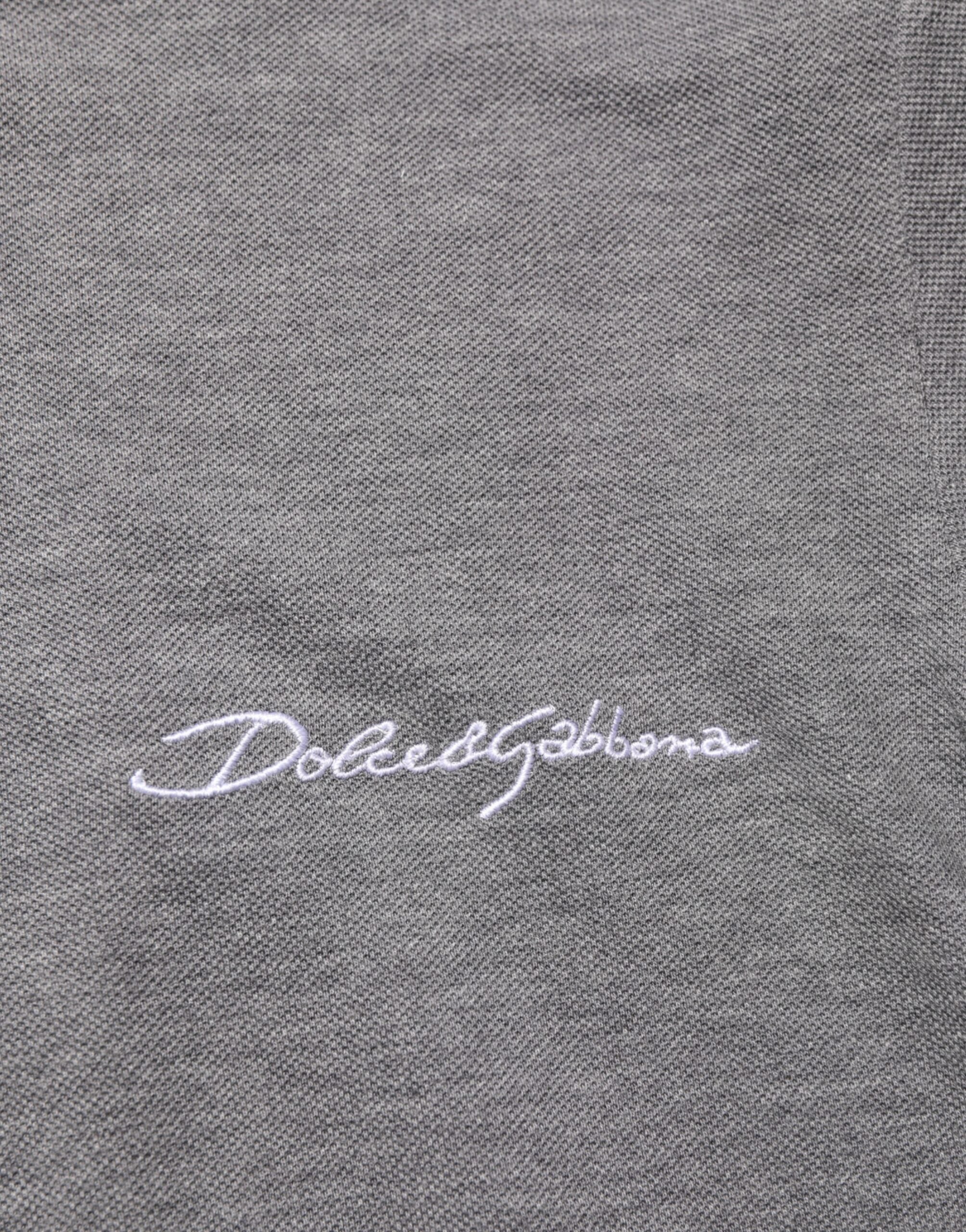 Dolce & Gabbana Gray Logo Embroidery Collared Polo T-shirt Dolce & Gabbana