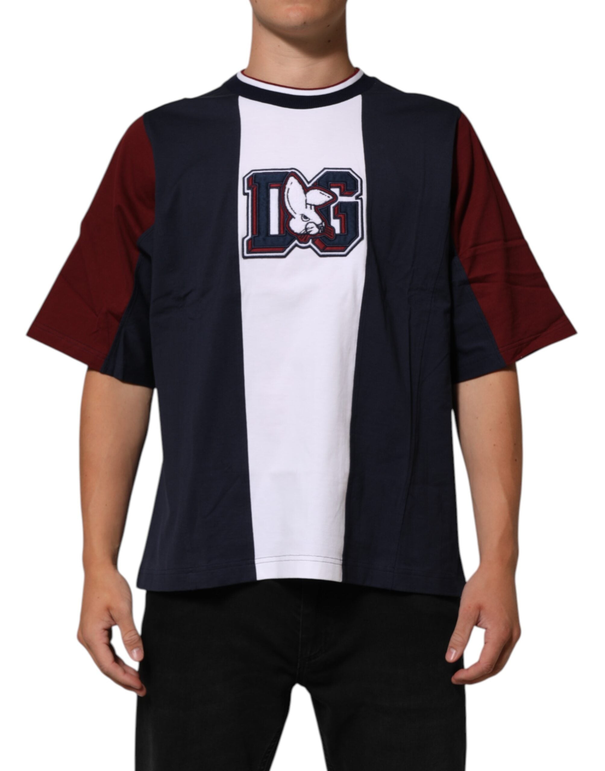 Dolce & Gabbana Multicolor Striped Cotton Men Crew Neck T-shirt Dolce & Gabbana