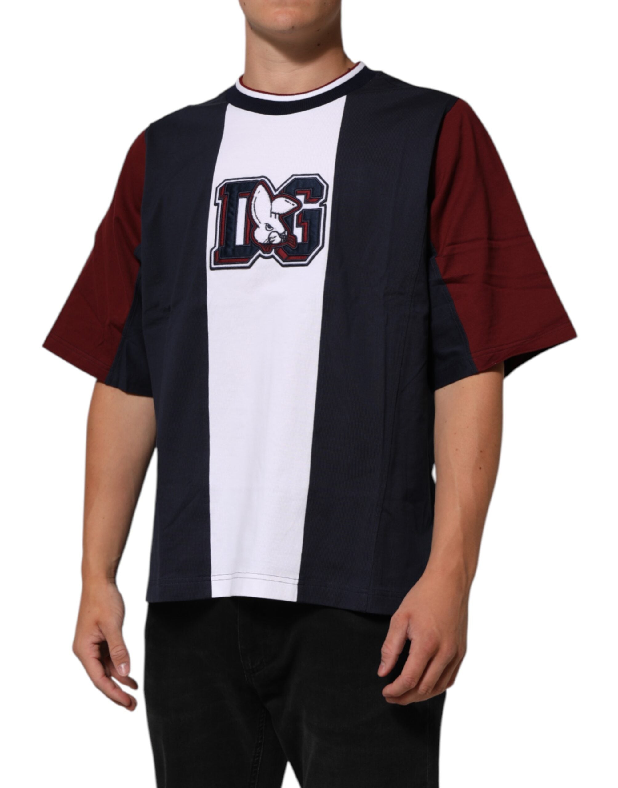 Dolce & Gabbana Multicolor Striped Cotton Men Crew Neck T-shirt Dolce & Gabbana