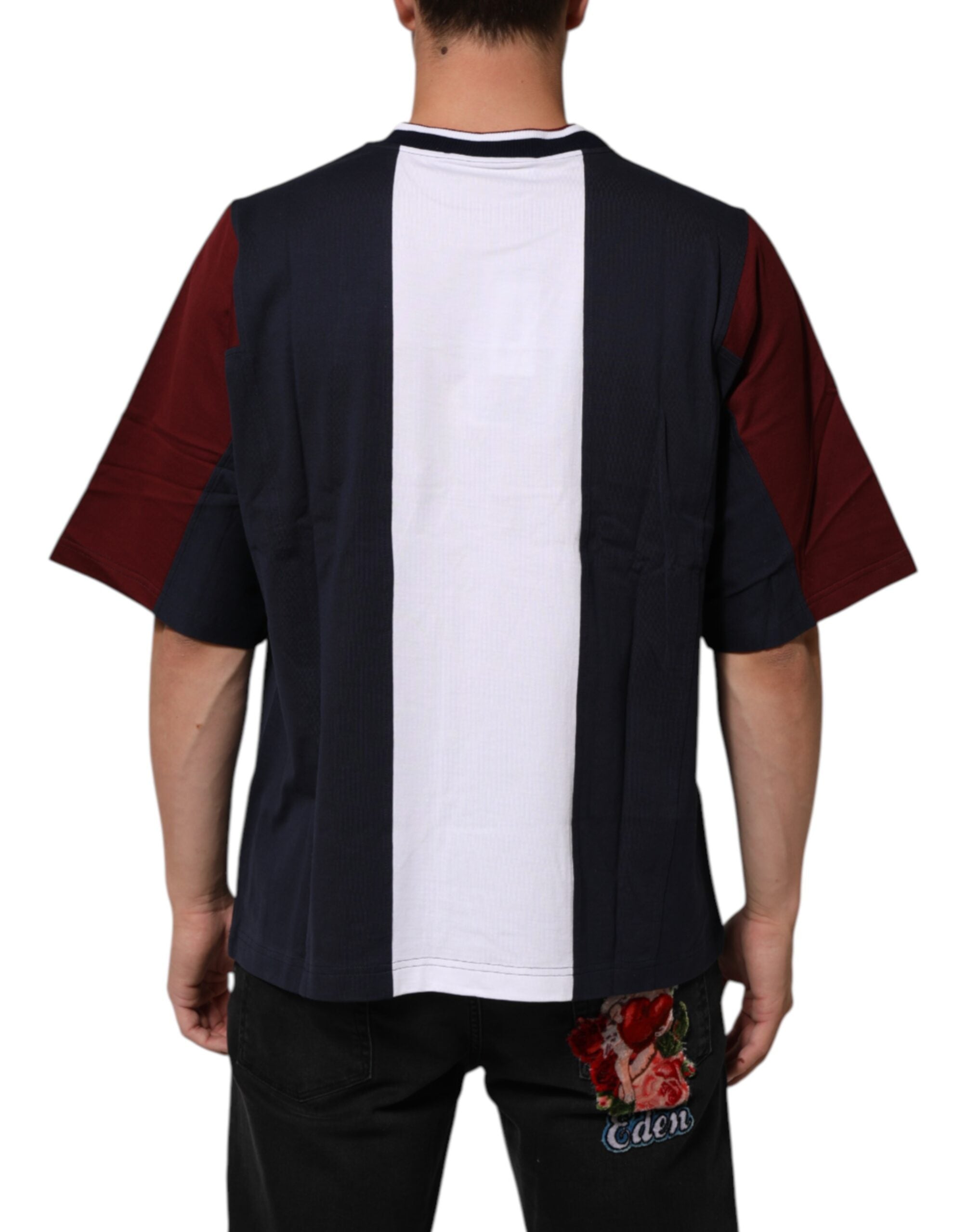 Dolce & Gabbana Multicolor Striped Cotton Men Crew Neck T-shirt Dolce & Gabbana