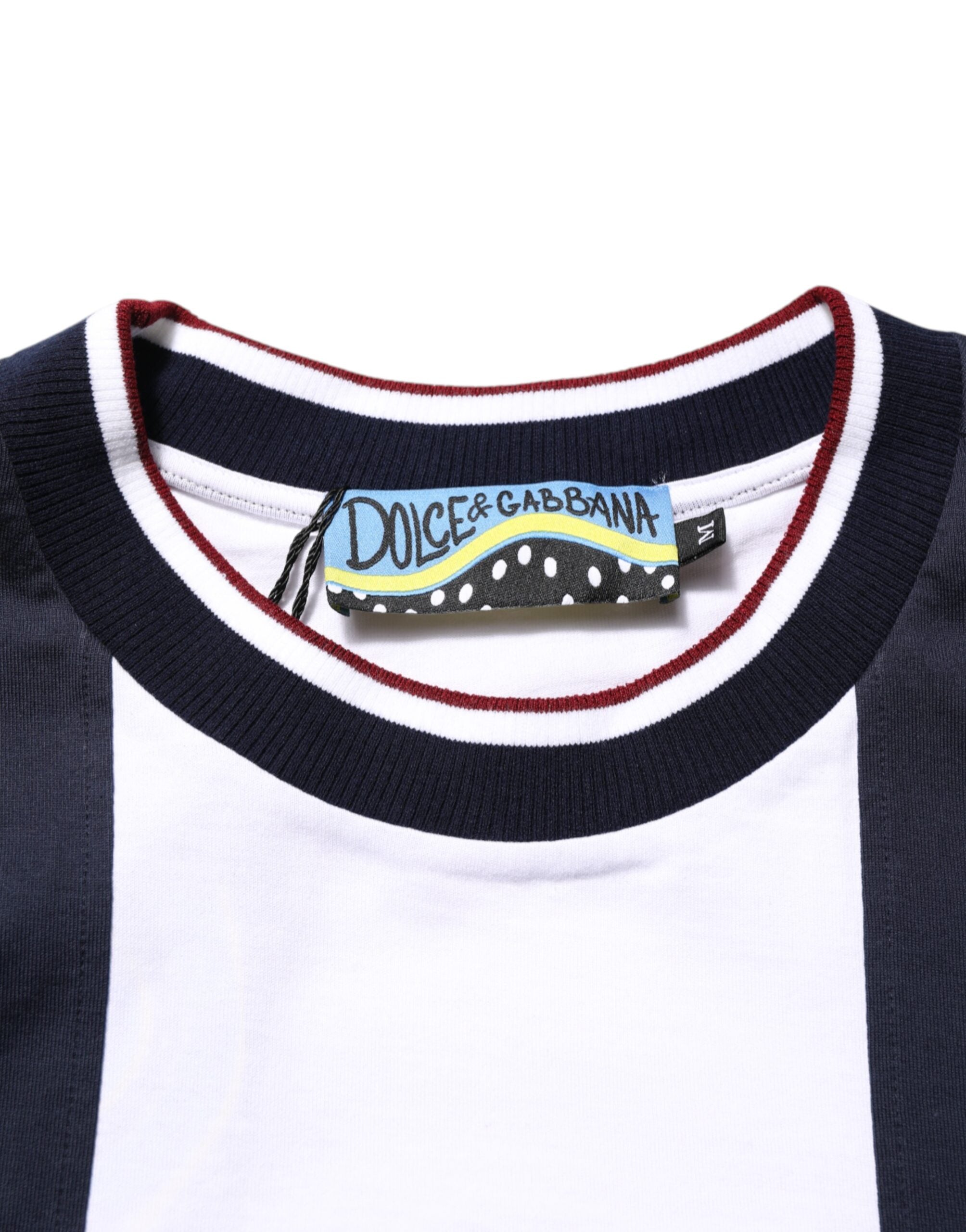 Dolce & Gabbana Multicolor Striped Cotton Men Crew Neck T-shirt Dolce & Gabbana