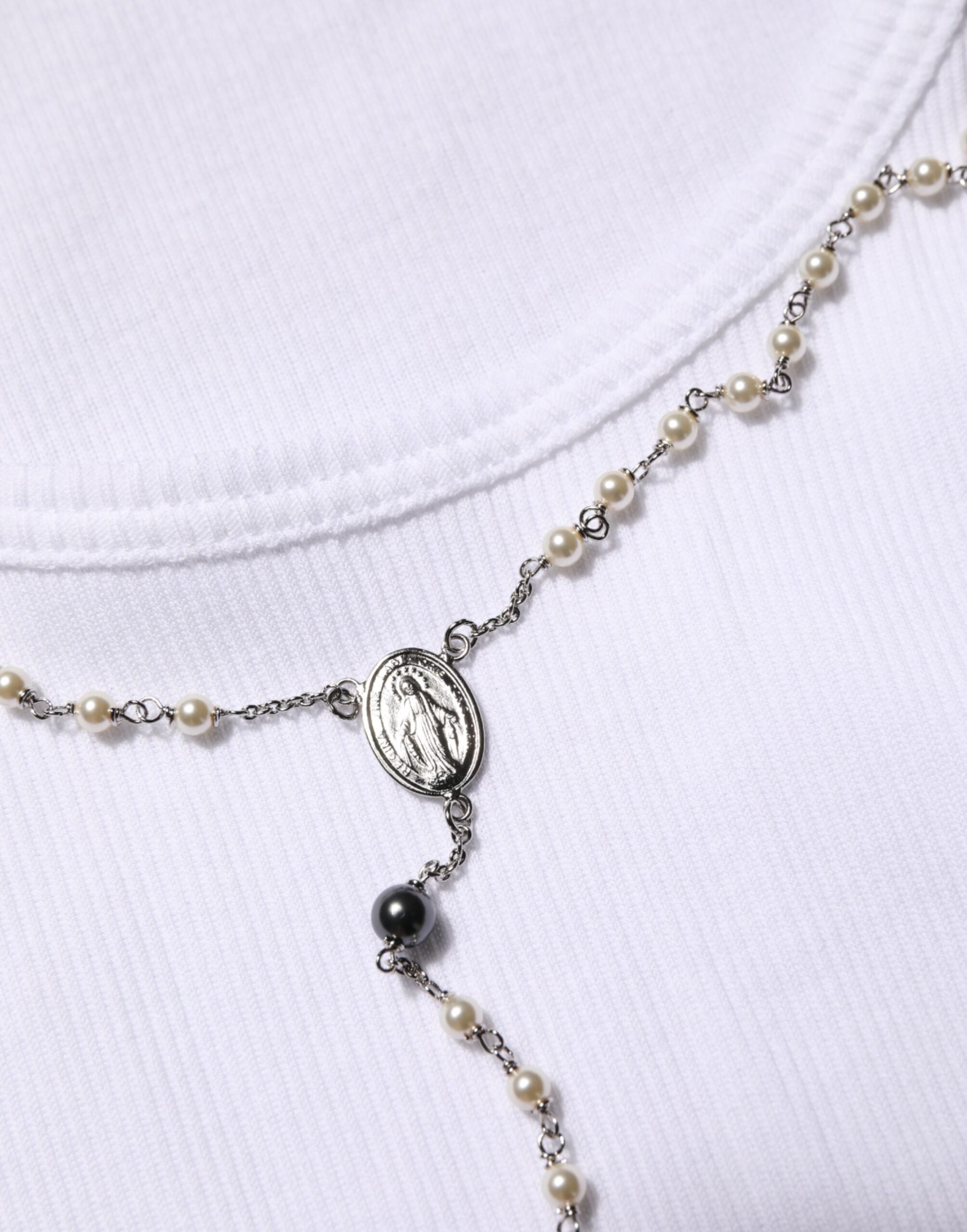 Dolce & Gabbana White Cotton Chain Necklace Tank Top T-shirt Dolce & Gabbana