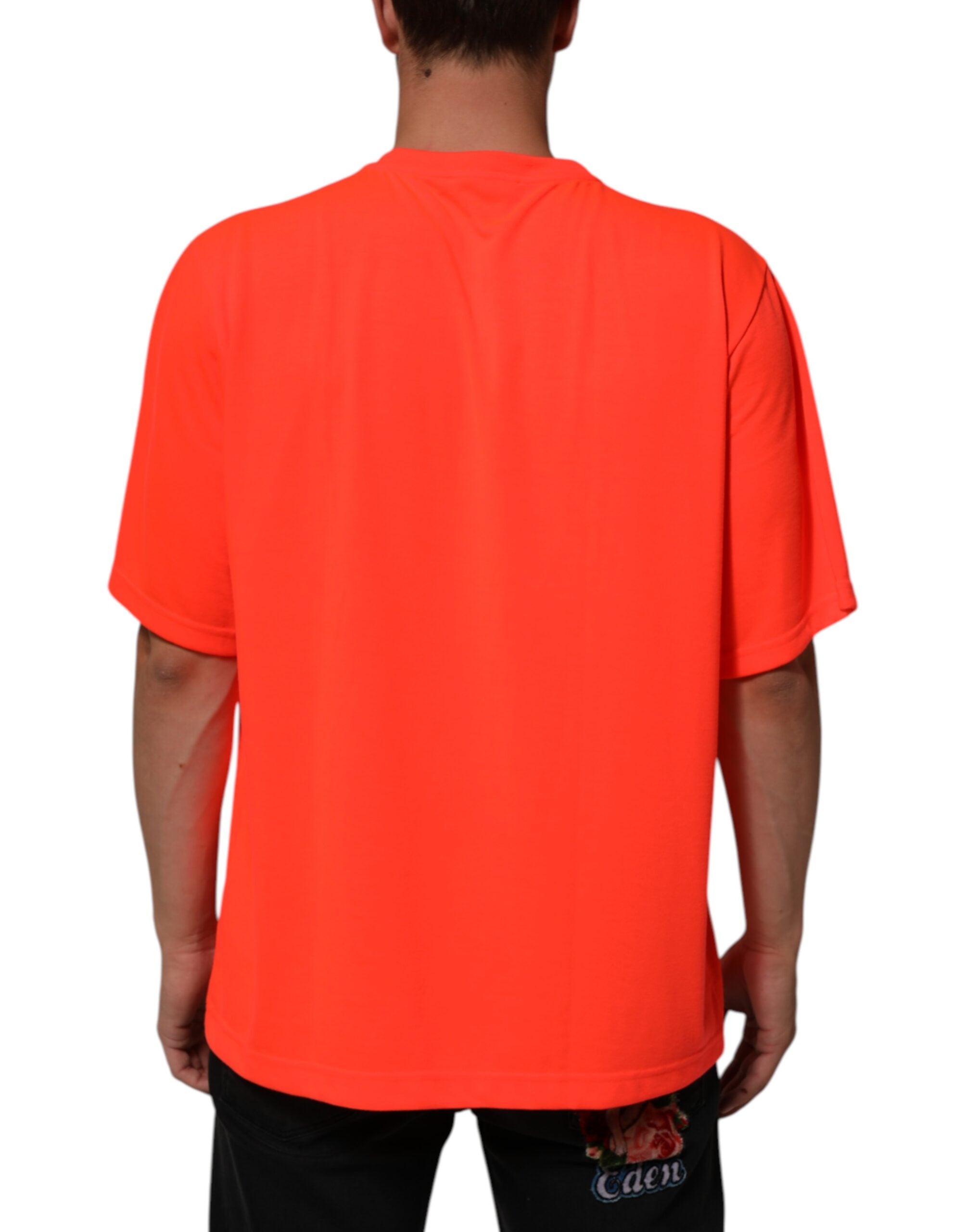 Dolce & Gabbana Neon Orange Polyester Men Crew Neck T-shirt Dolce & Gabbana