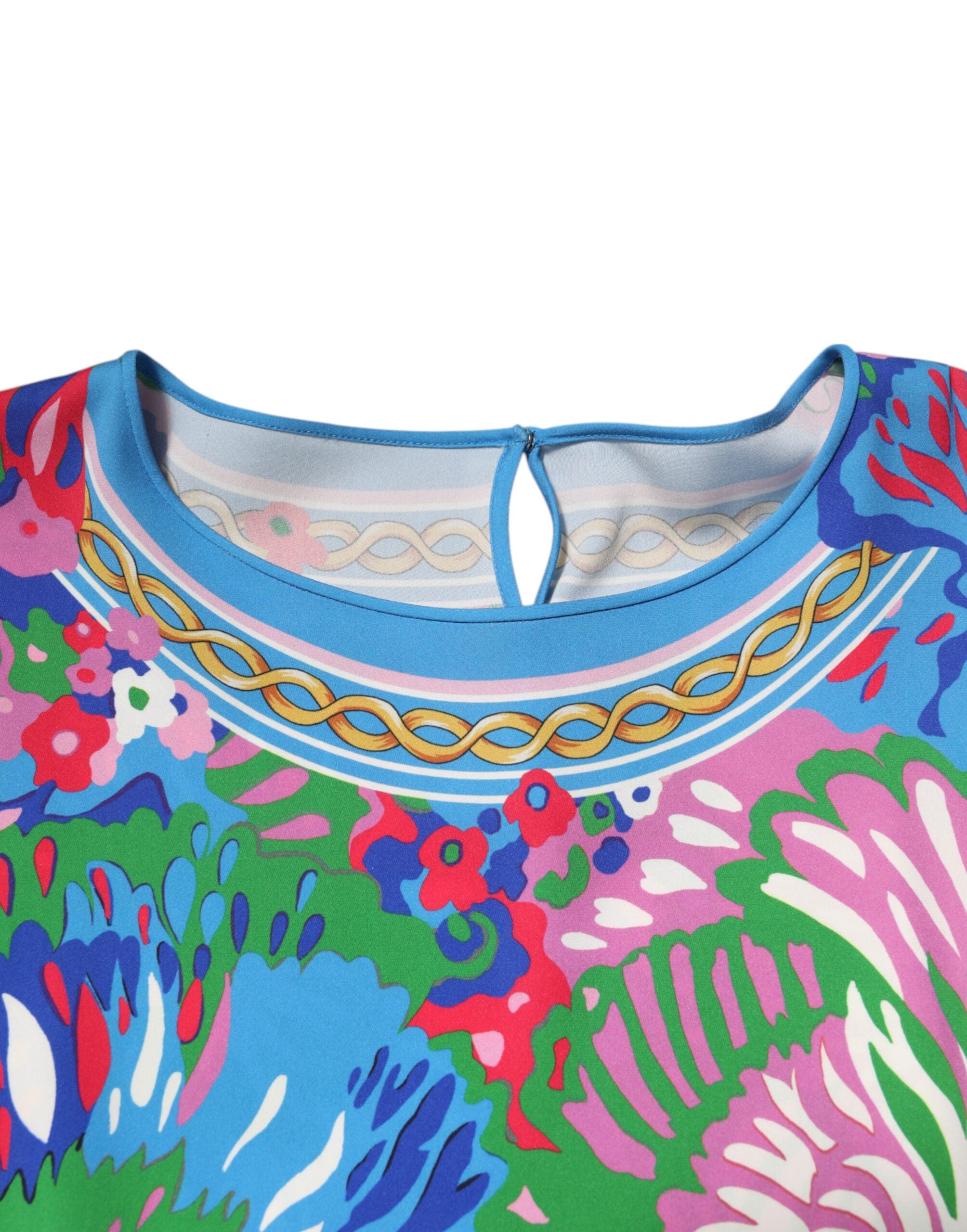Dolce & Gabbana Multicolor Floral Printed Tunic Blouse Top Dolce & Gabbana