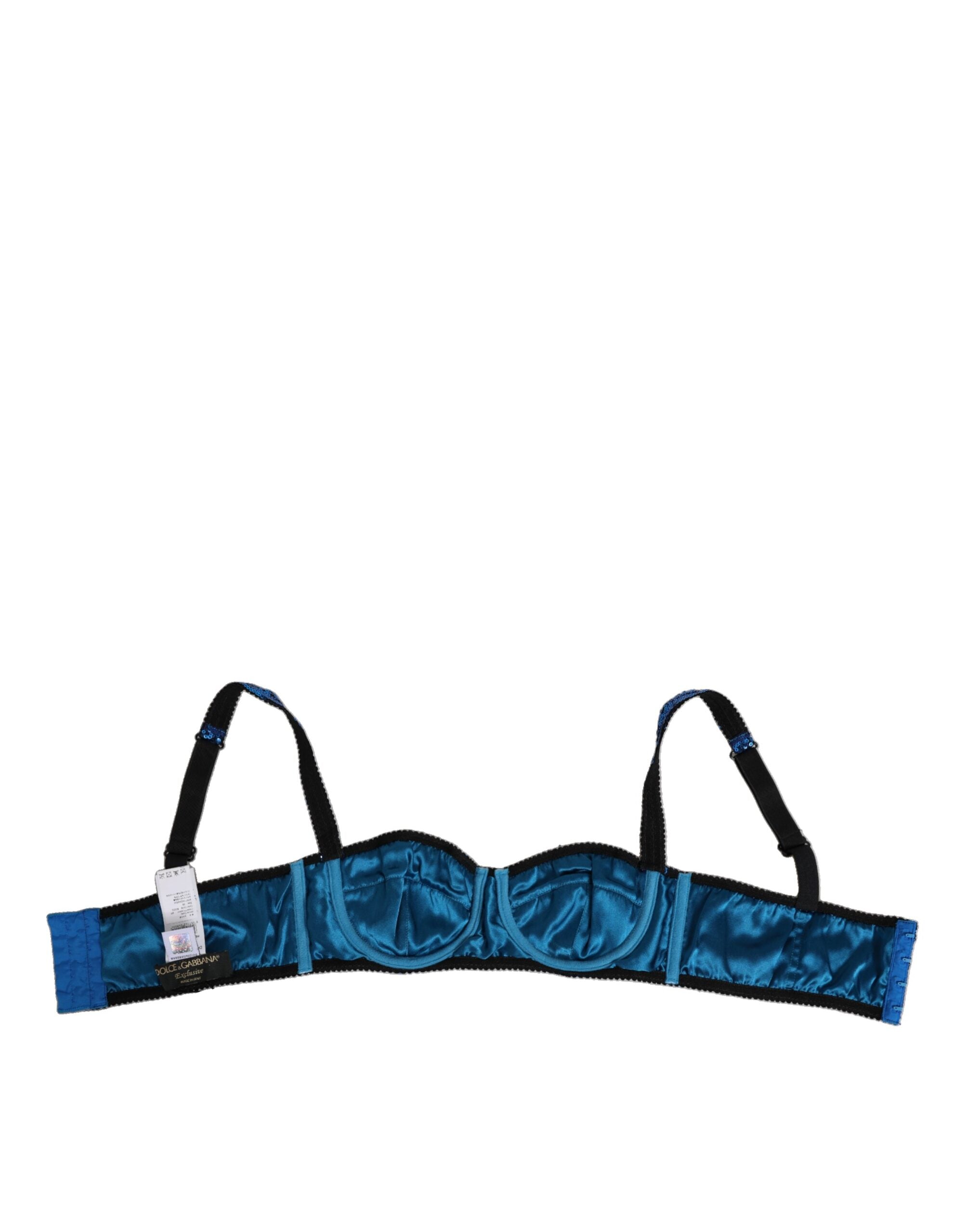 Dolce & Gabbana Blue Sequin Embellished Balconnet Bra Underwear Dolce & Gabbana