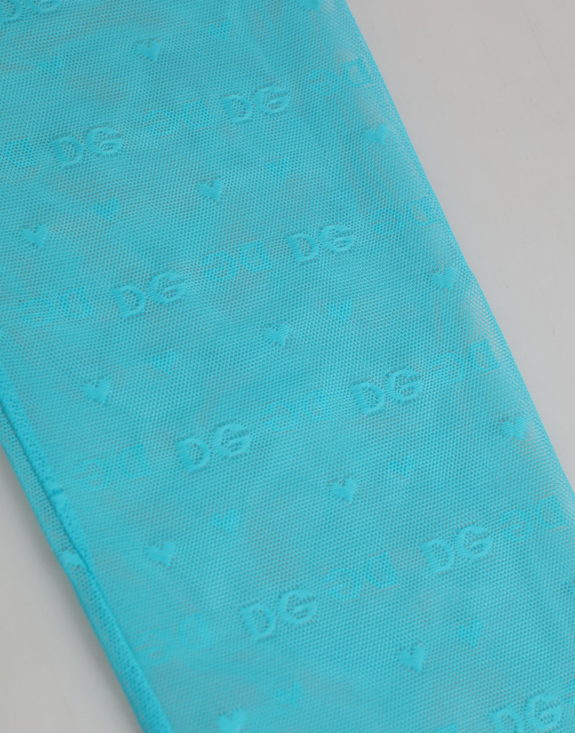 Dolce & Gabbana Light Blue Nylon Logo Lace Leggings Pants Underwear Dolce & Gabbana