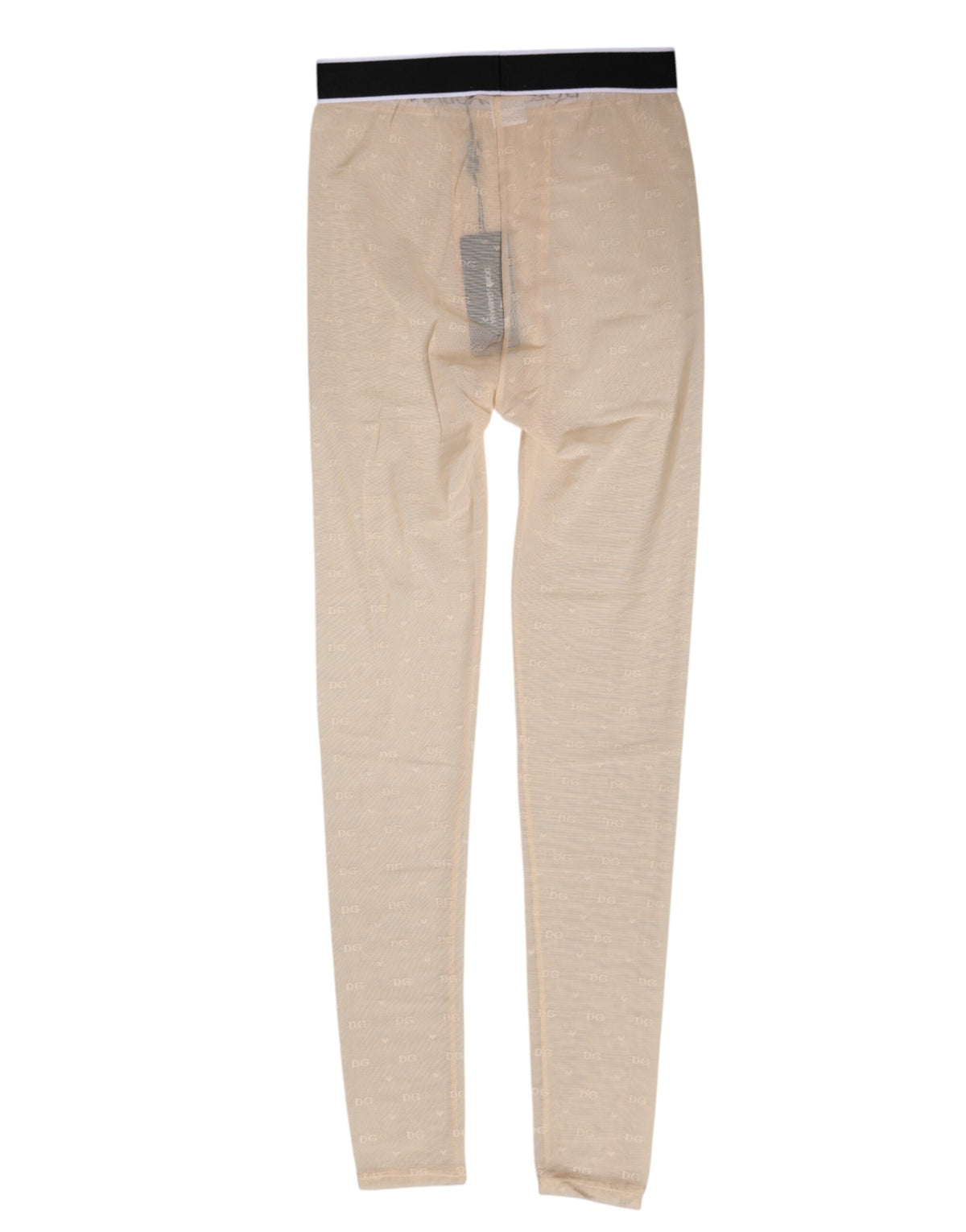 Dolce & Gabbana Beige Nylon Logo Lace Leggings Pants Underwear