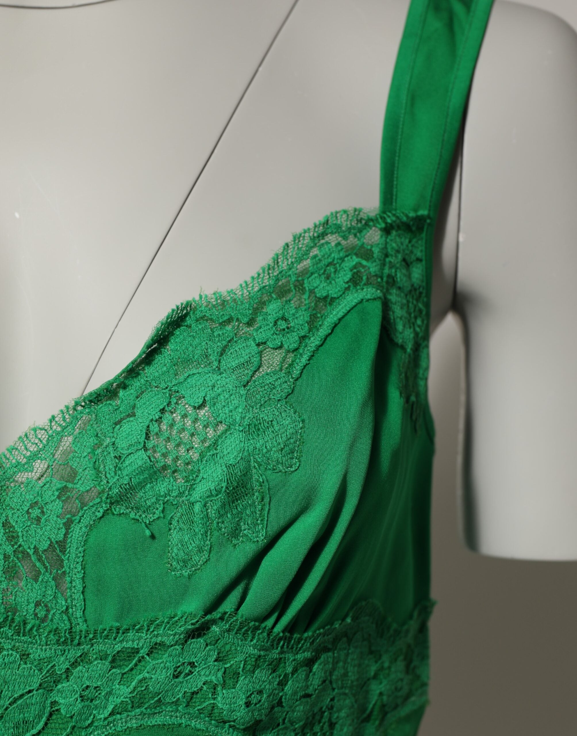 Dolce & Gabbana Green Floral Lace Tank Lingerie Top Underwear Dolce & Gabbana
